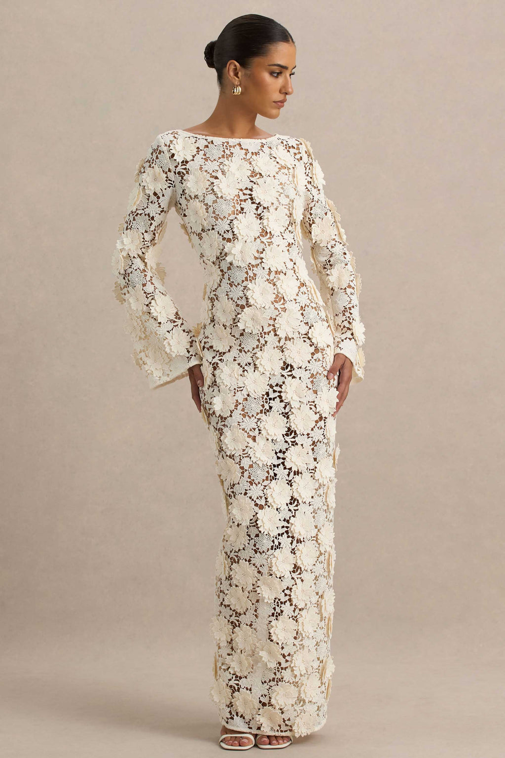 Viper | Cream Lace Long-Sleeve Maxi Dress