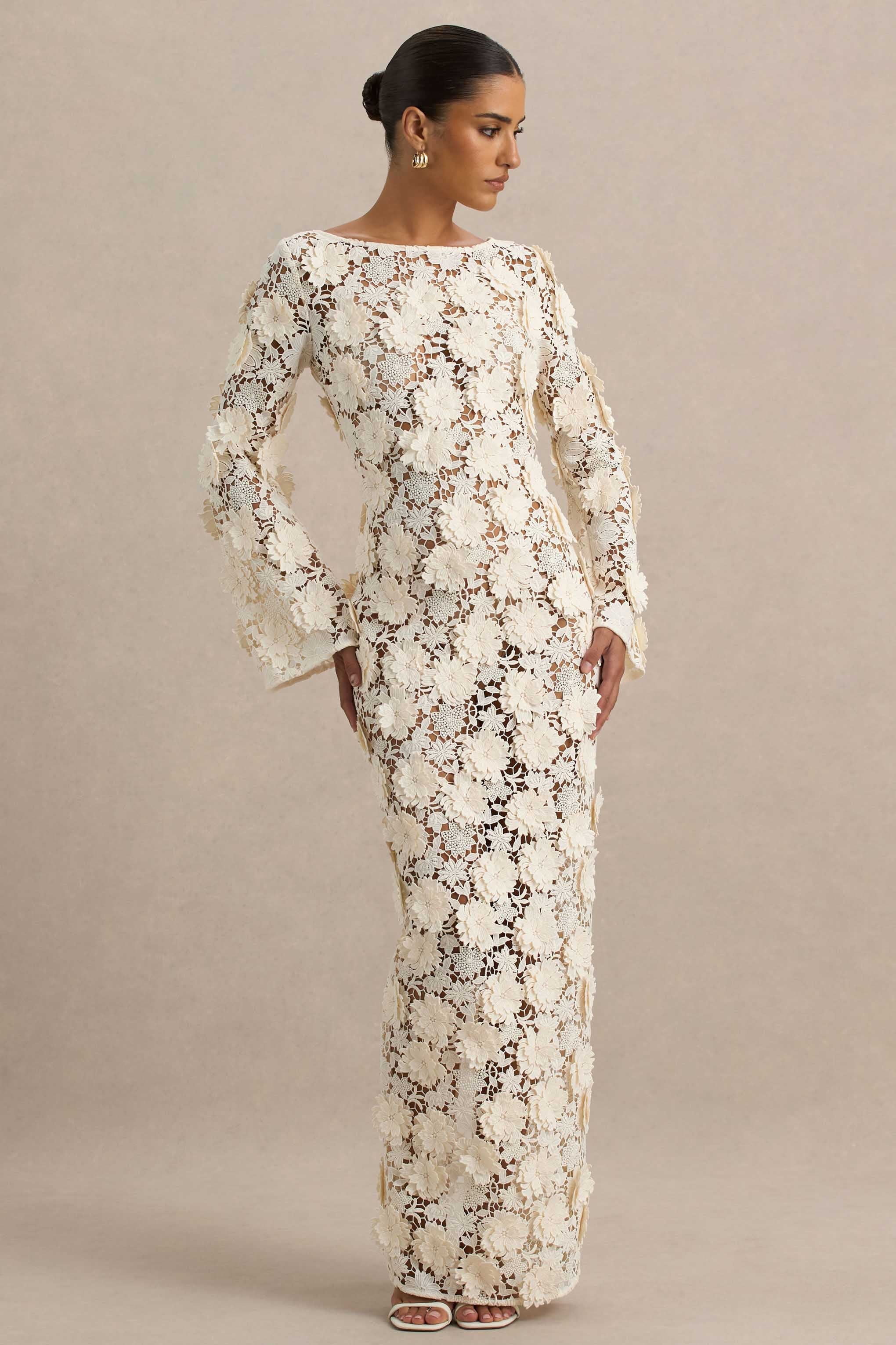 Viper | Cream Lace Long-Sleeve Maxi Dress
