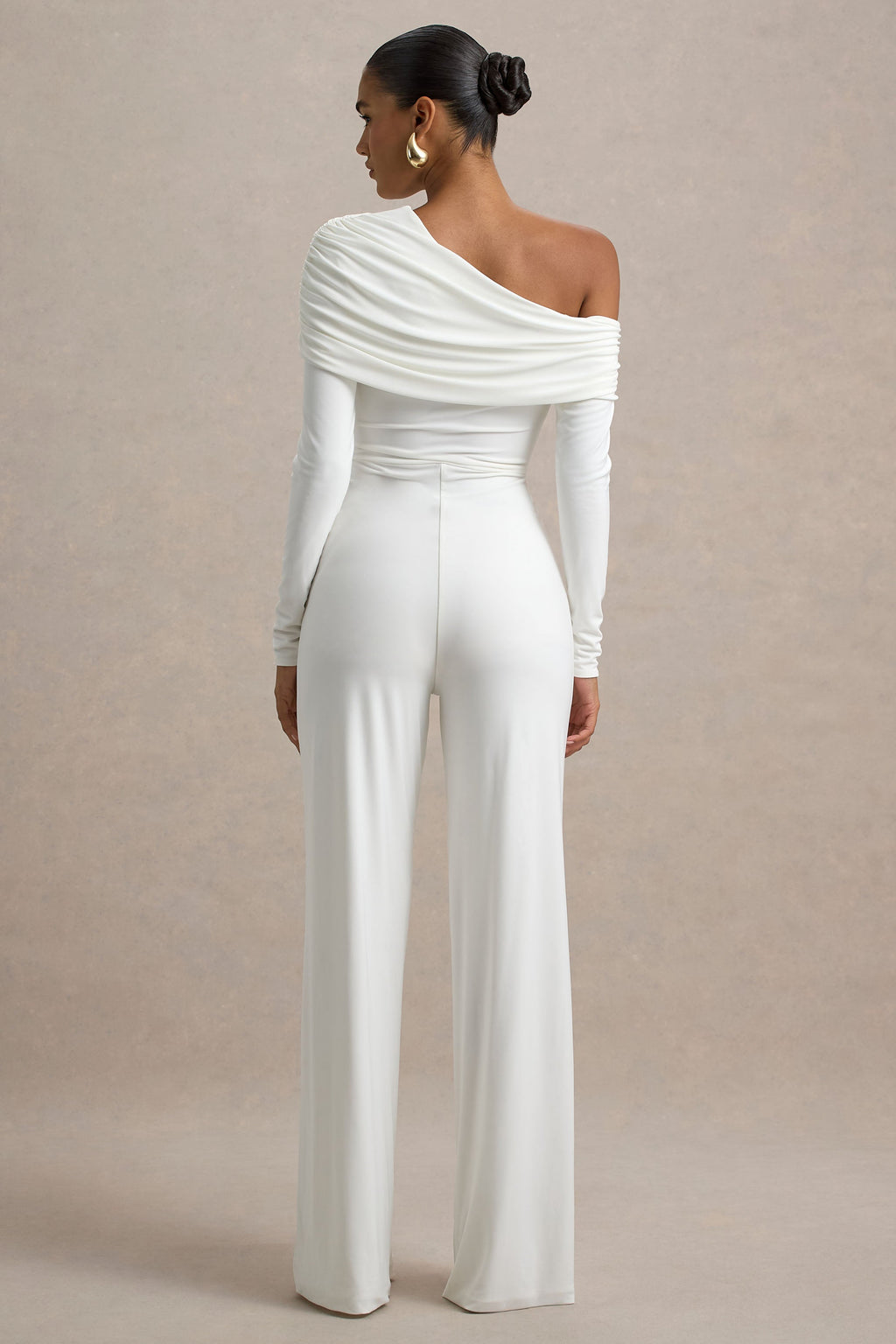 Gracious | White Jumpsuit With Asymmetric Neckline