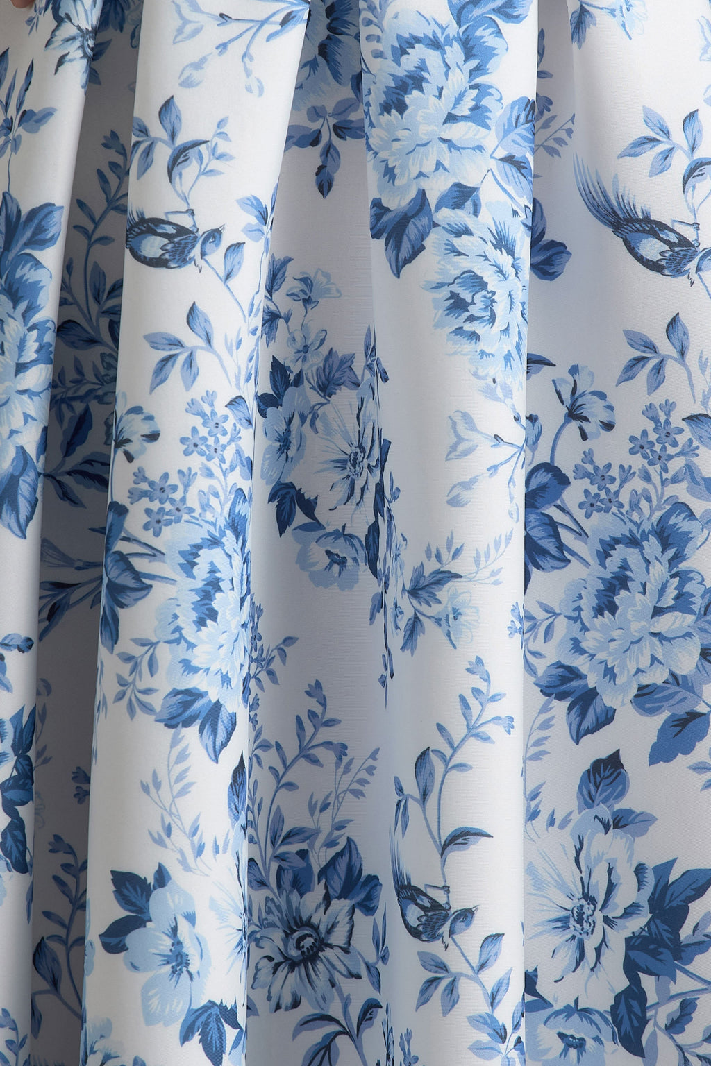 Alaina | Blue Porcelain Print Bandeau Midi Dress With Volume Skirt