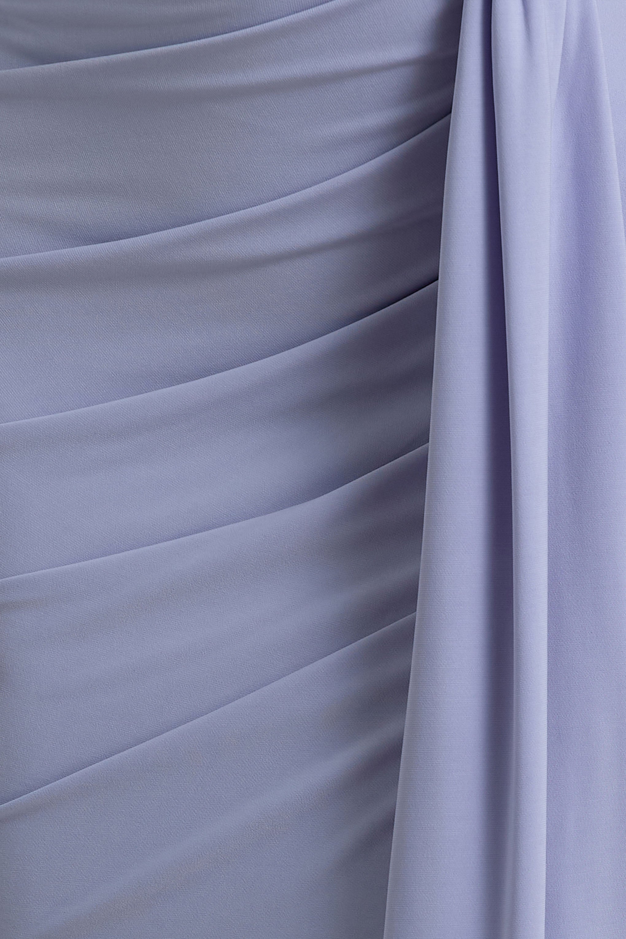 Sanya | Pale Blue Asymmetric One Sleeve Wrap Maxi Dress with Drape