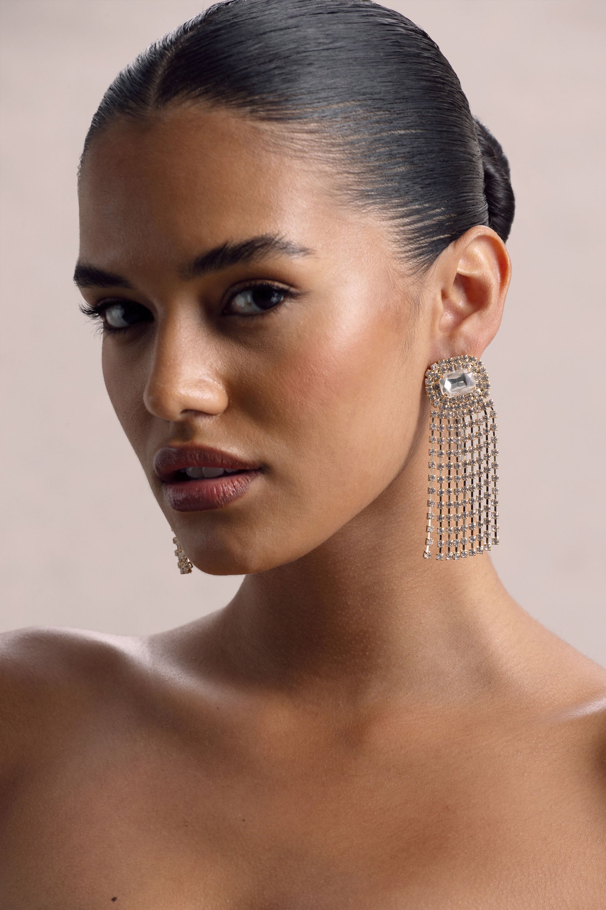 Flash | Gold Diamante Tassel Earrings