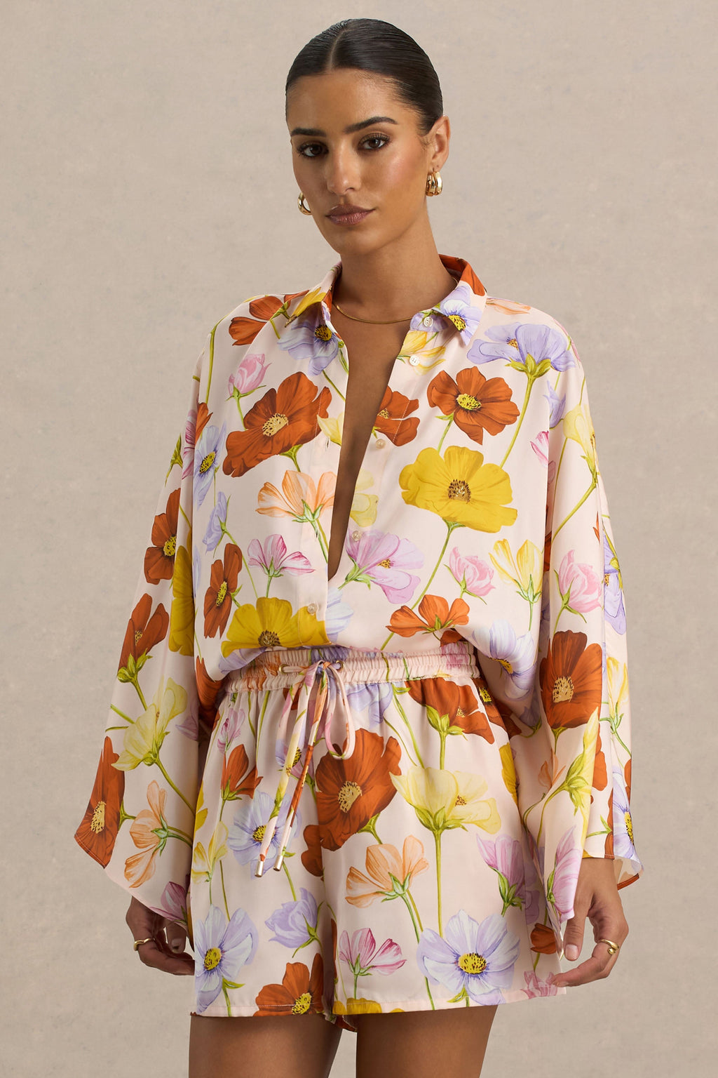Lolite | Bright Floral Print Long-Sleeve Shirt