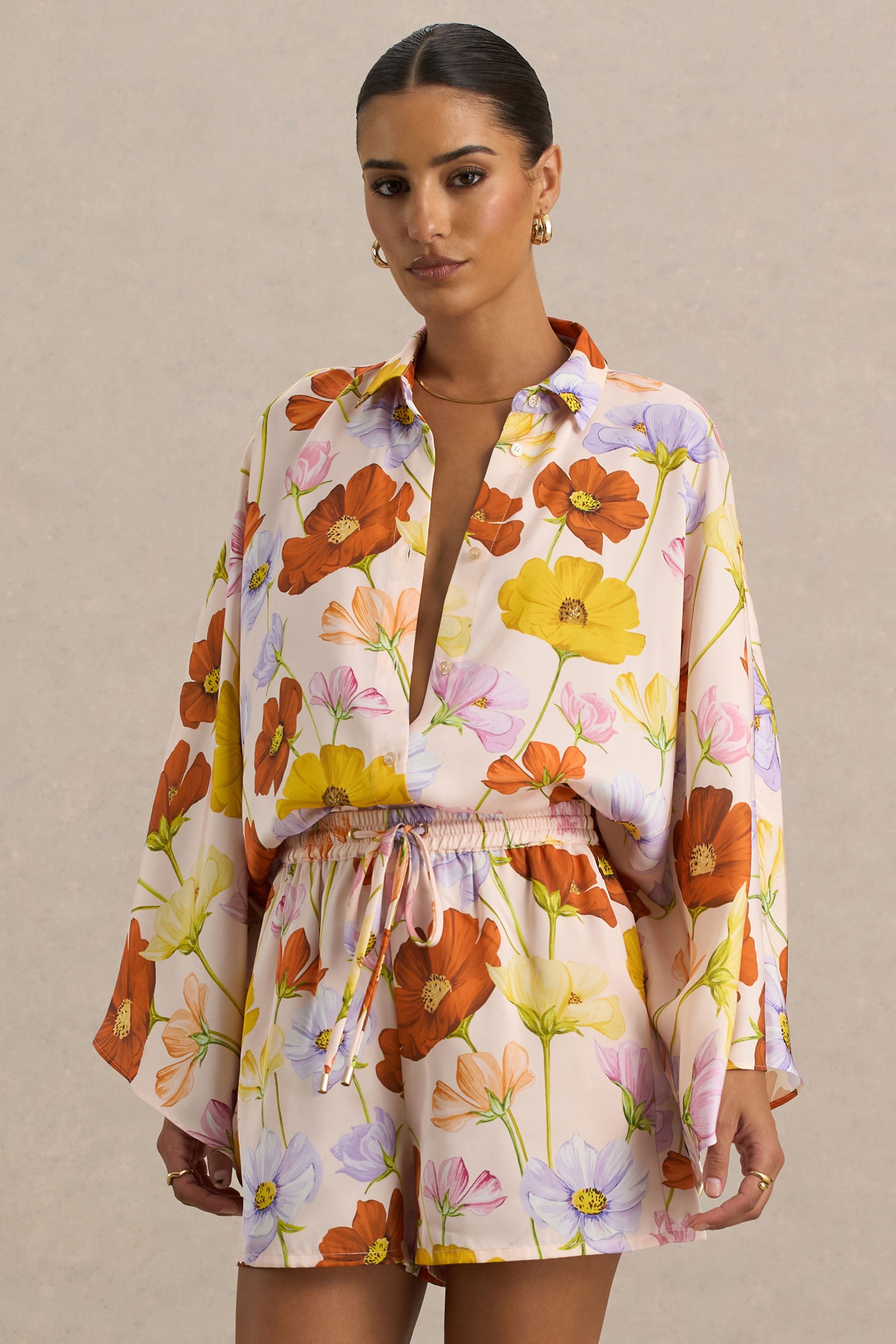 Lolite | Bright Floral Print Long-Sleeve Shirt