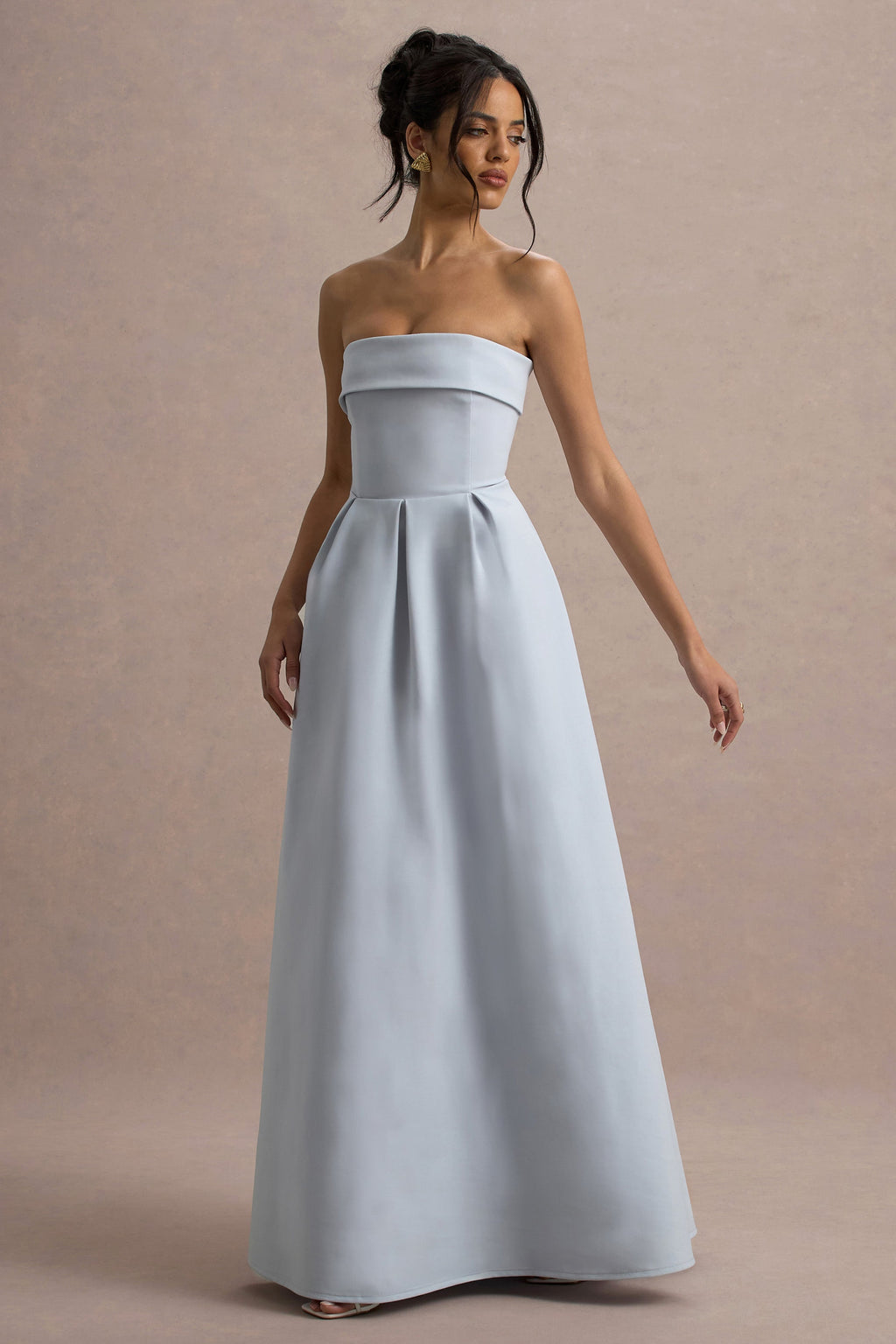 Maddalena | Powder Blue Bandeau Skater Maxi Dress