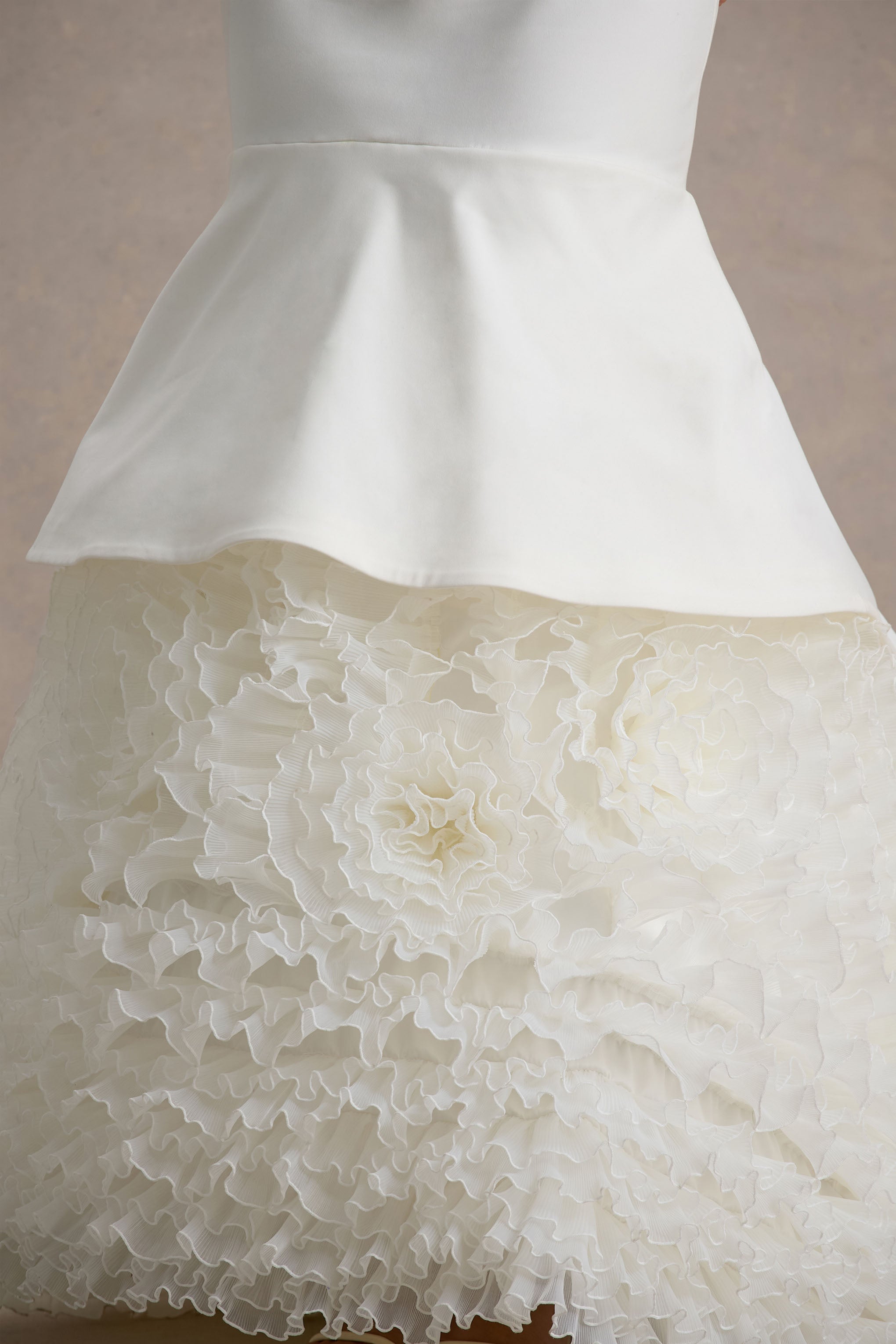 The Greatest | White & Cream Bardot Maxi Dress With Tulle Skirt