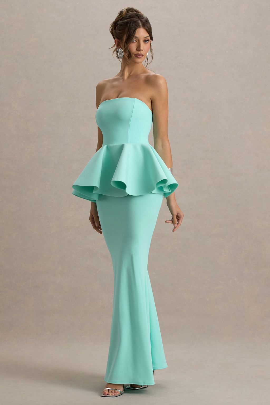 Louisiana | Mint Bandeau Peplum Maxi Dress