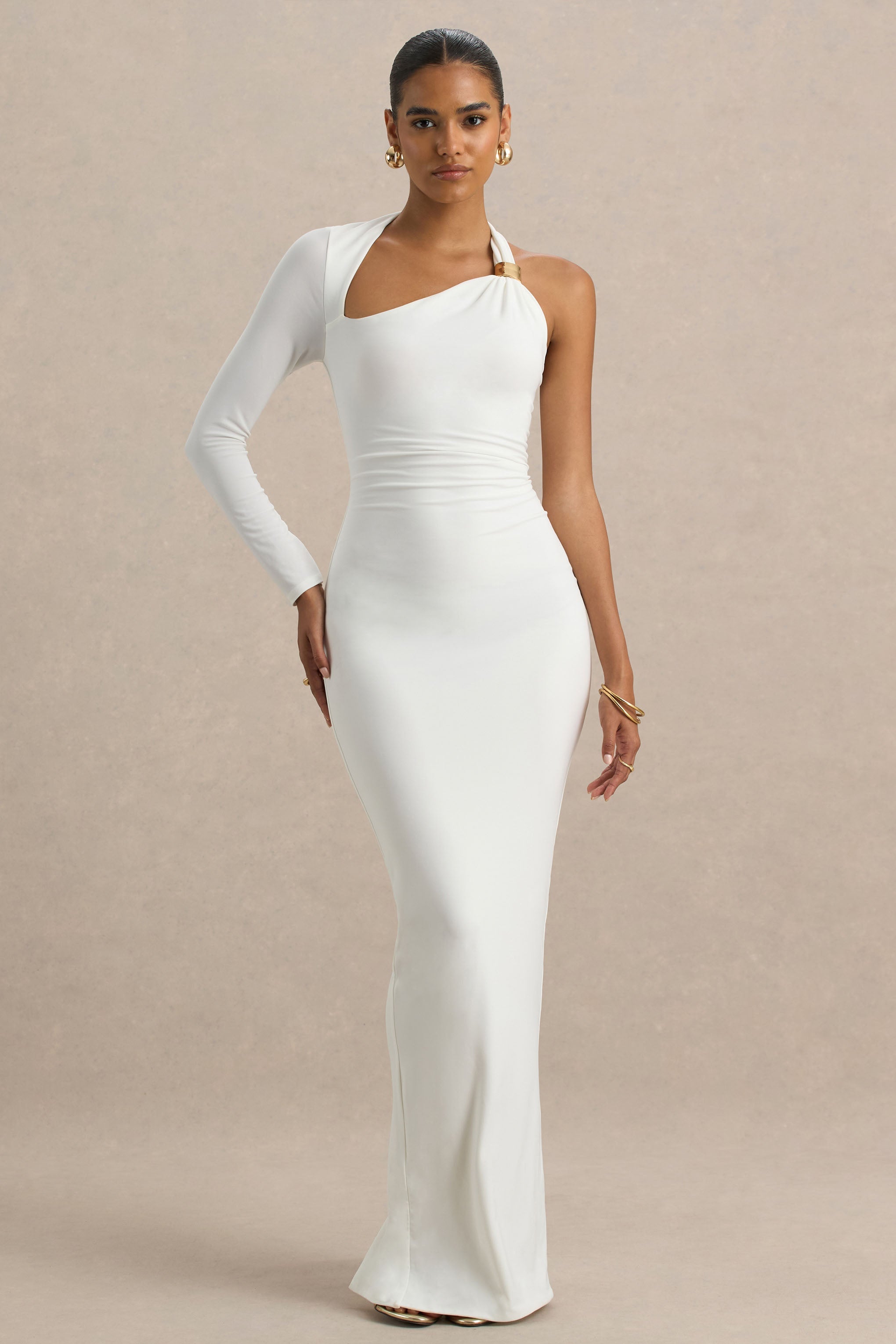 Light Year | White Maxi Dress with Asymmetric Neckline