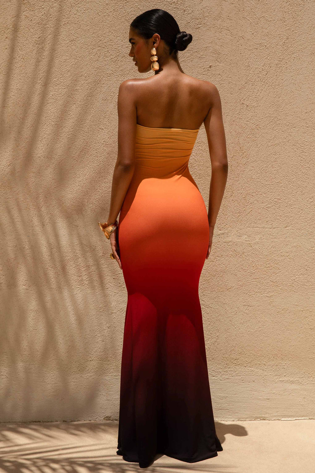 Ceremony | Orange Ombre Bandeau Fishtail Maxi Dress