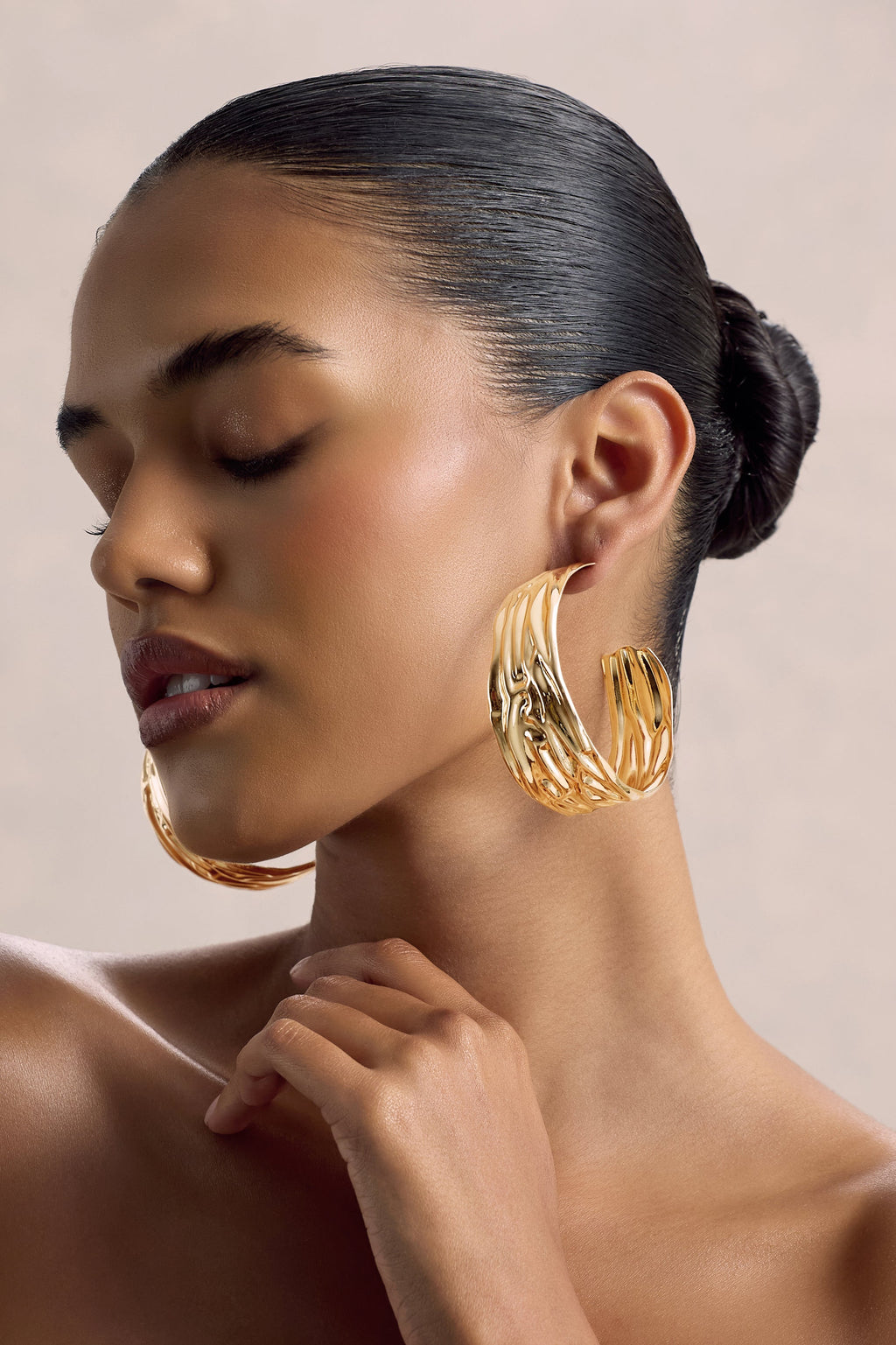 Thala | Gold Textured Hoop Earrings