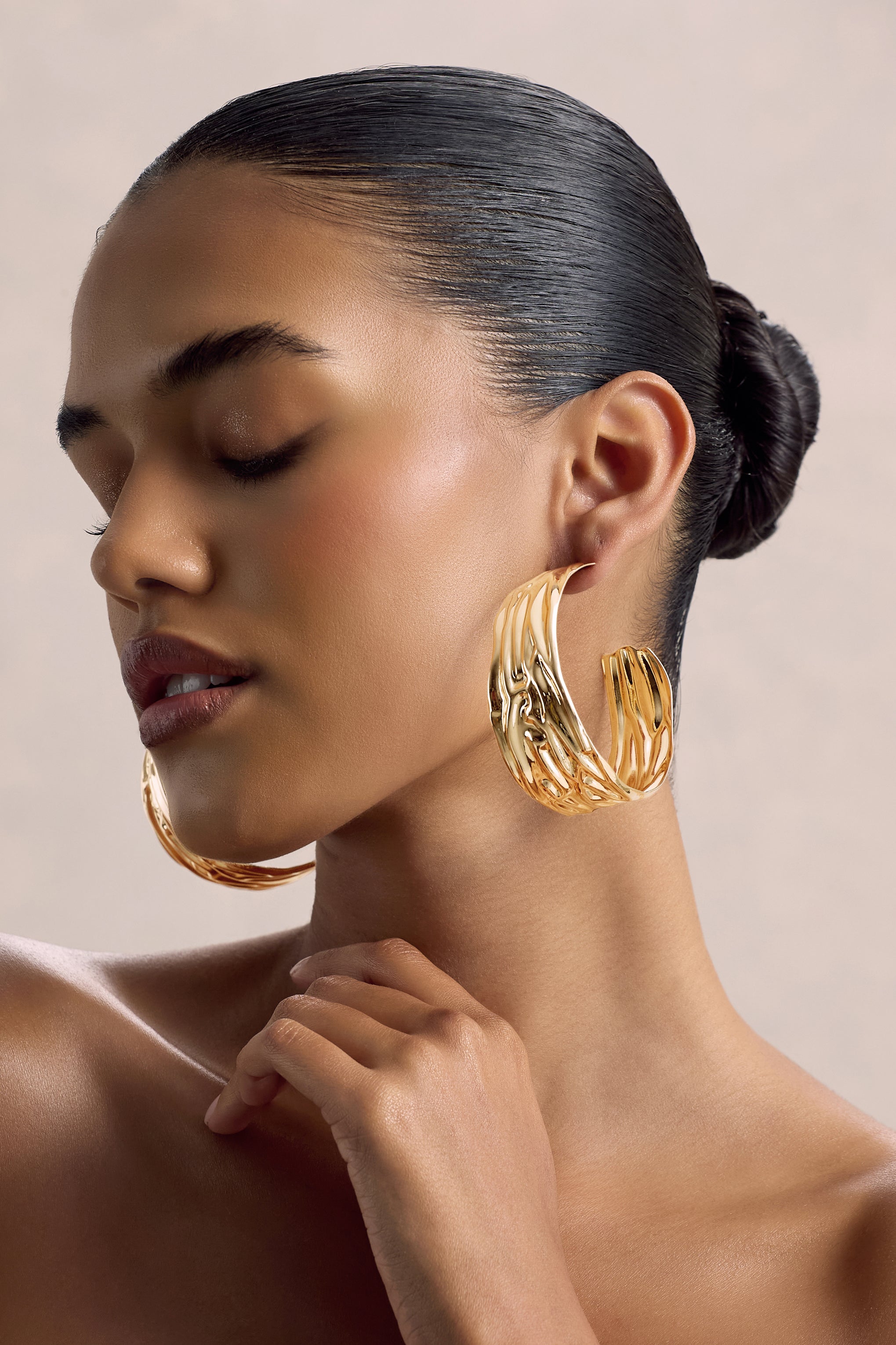 Thala | Gold Textured Hoop Earrings
