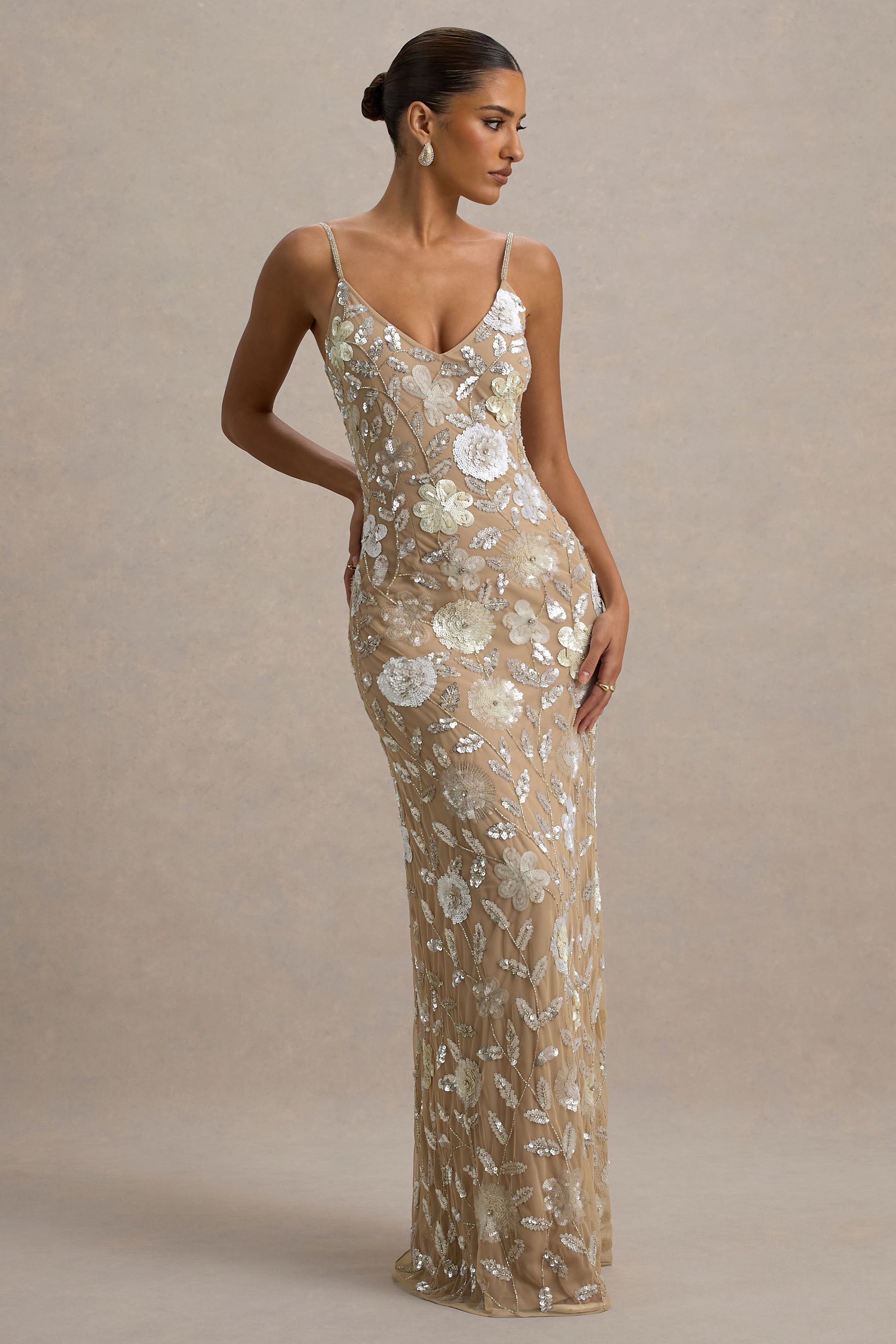 Gemini | Floral Embellished Strappy Maxi Dress