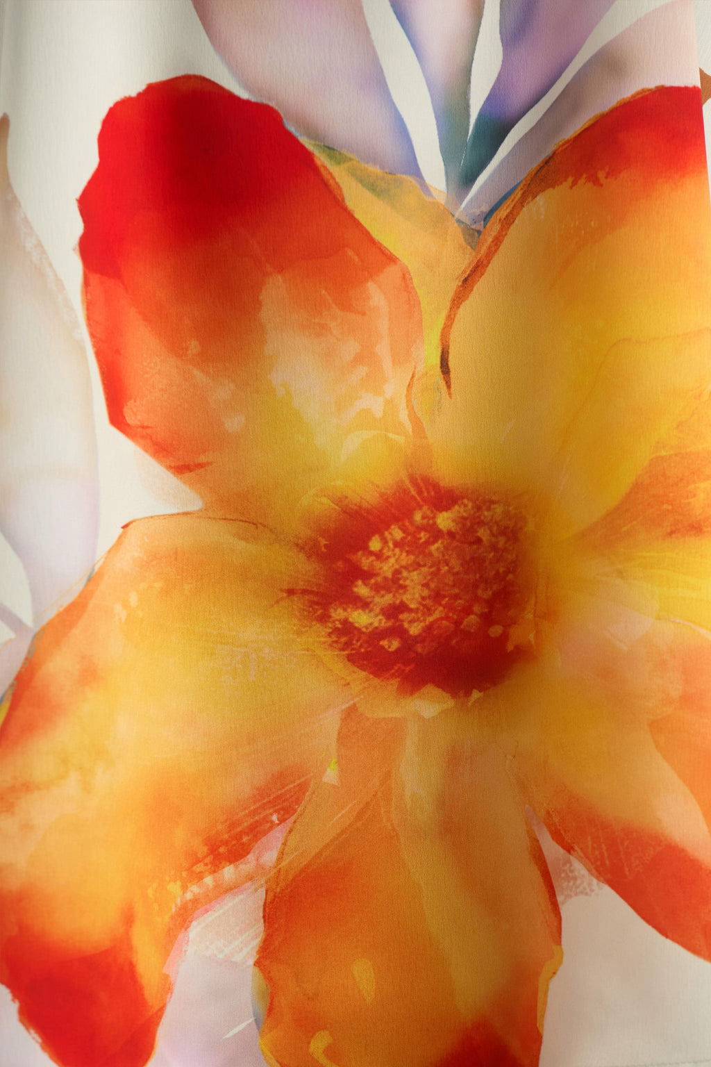 Evita | Orange Floral High-Neck Satin Mini Dress