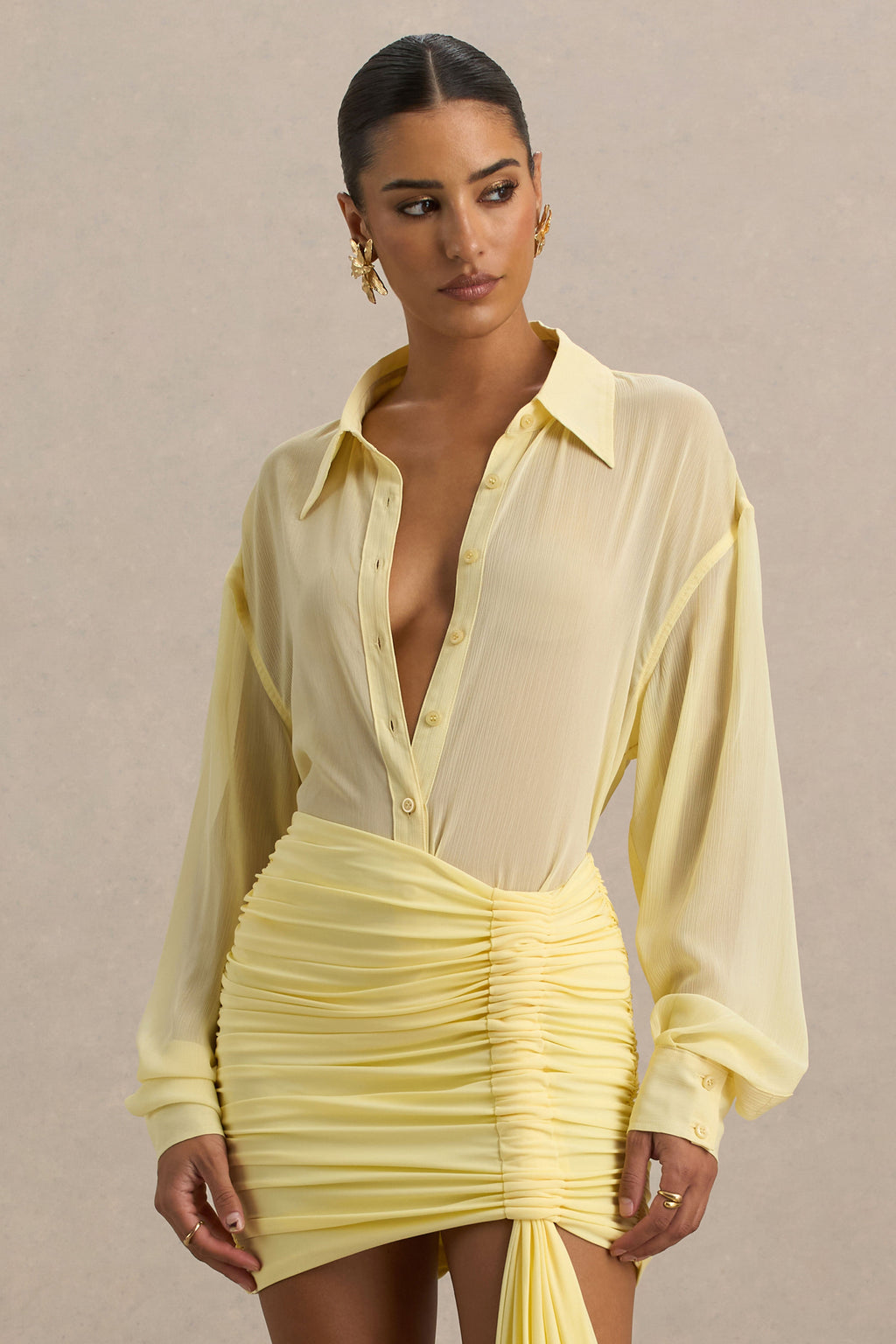 Zinna | Lemon Plunge-Neck Shirt