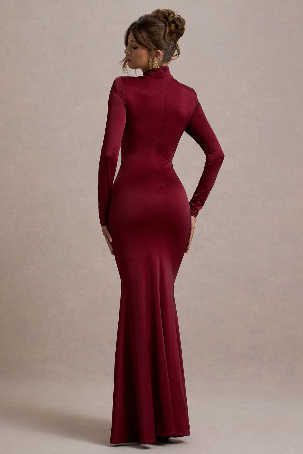 Noya | Berry Long-Sleeve Ruched Maxi Dress