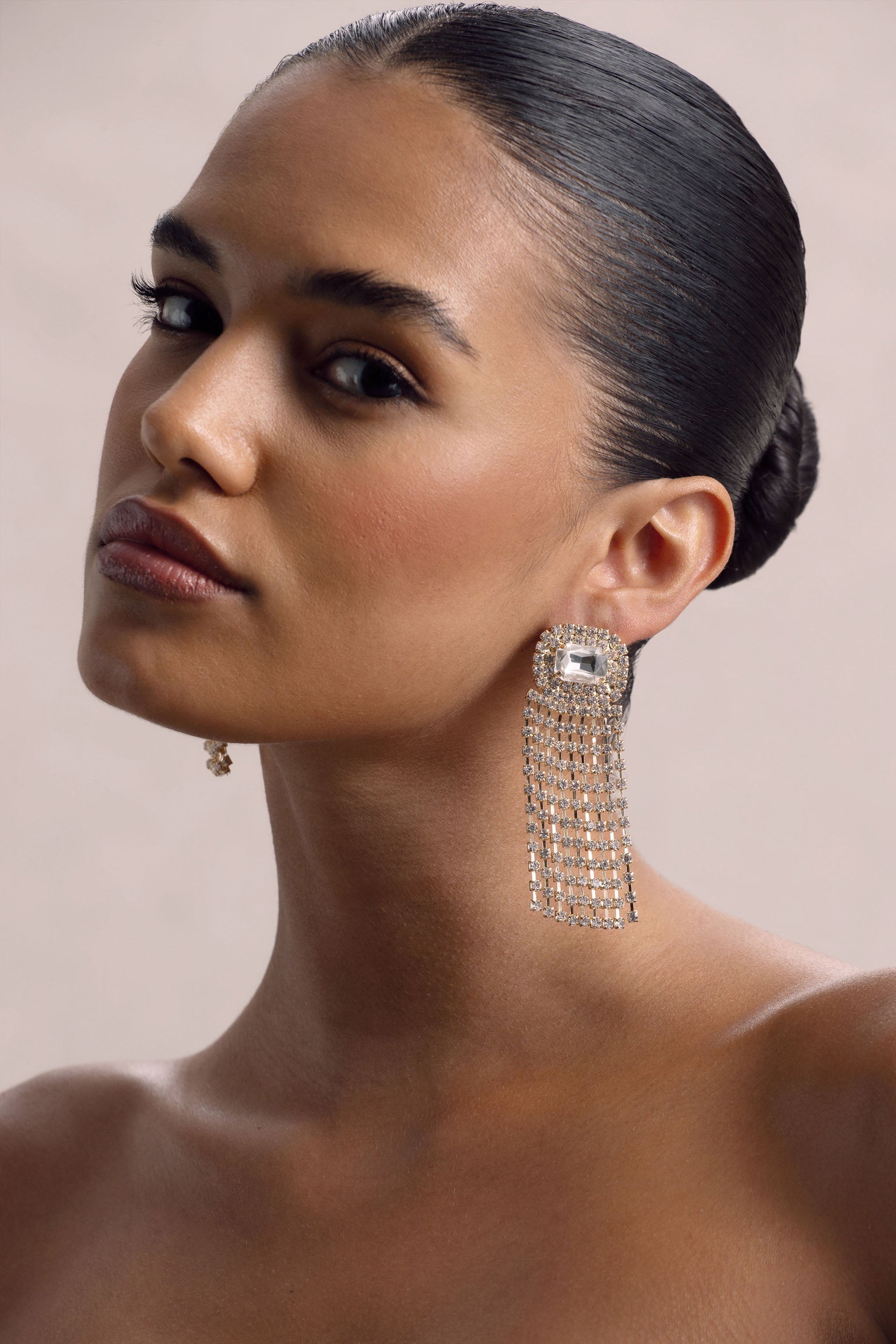 Flash | Gold Diamante Tassel Earrings