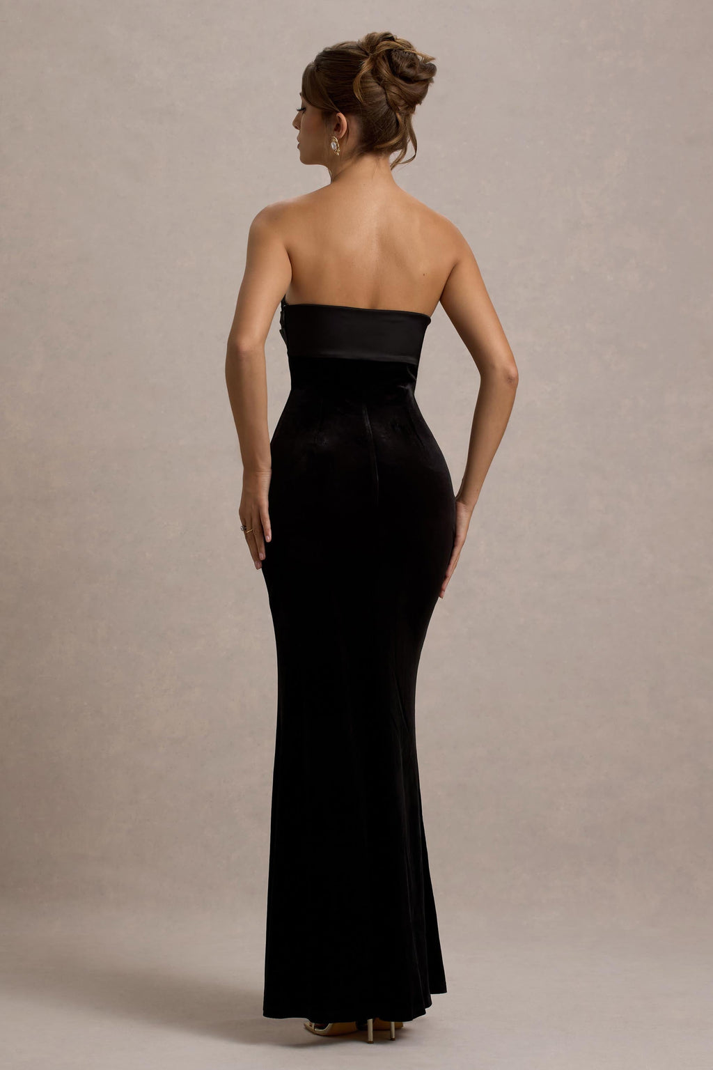 Ambrosi | Black Velvet Bandeau Maxi Dress