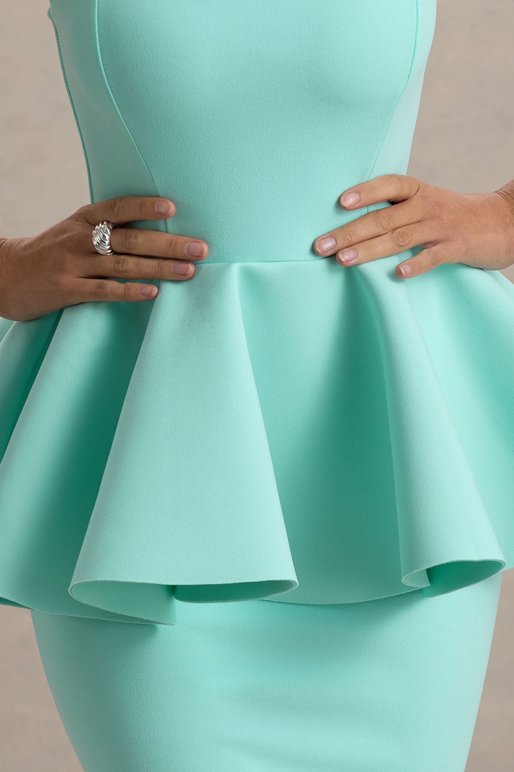 Louisiana | Mint Bandeau Peplum Maxi Dress