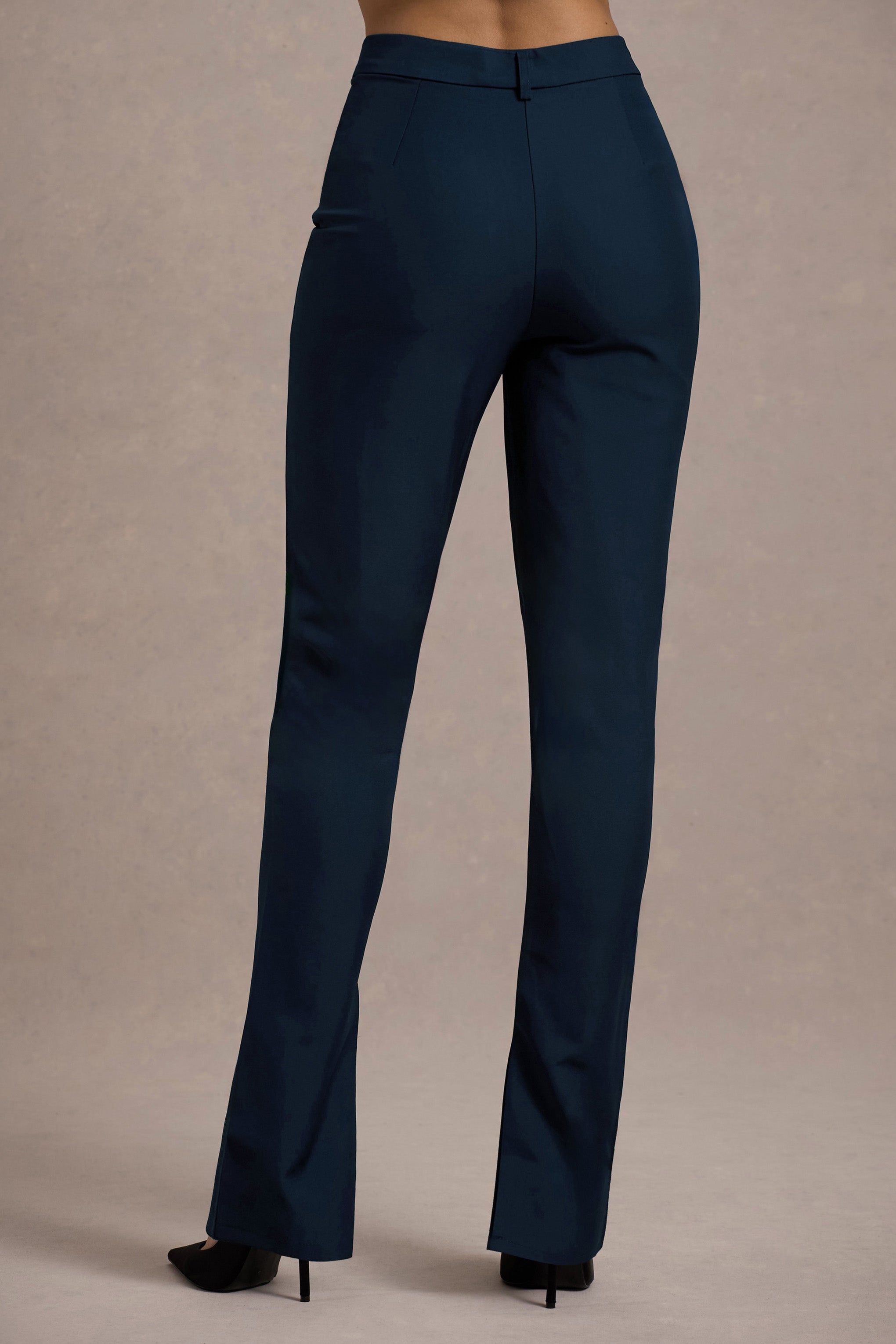 Wonder Woman | Navy High Waist Straight Leg Trousers With Hem Split
