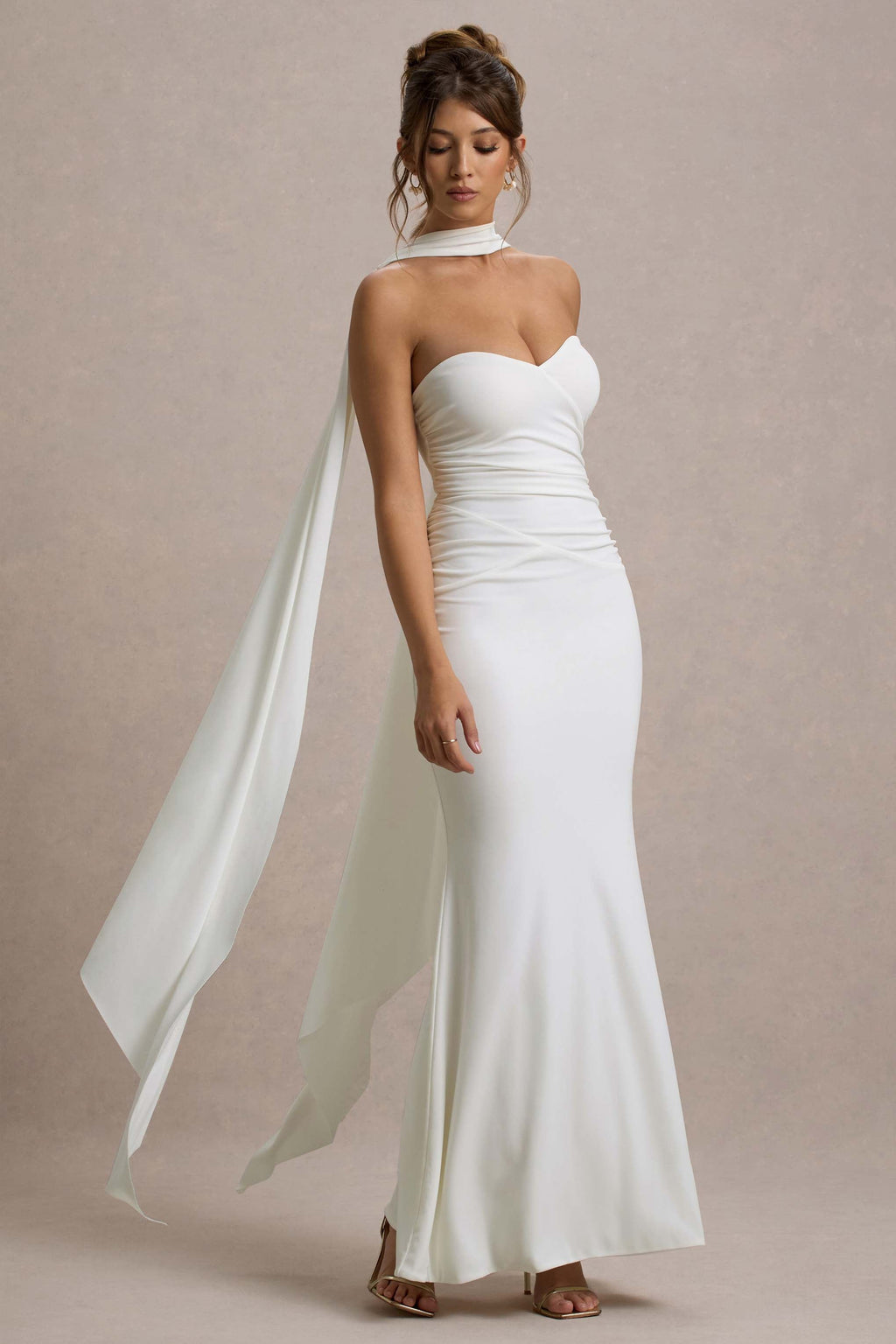 Rosabel | Cream Sweetheart Maxi Dress With Sash