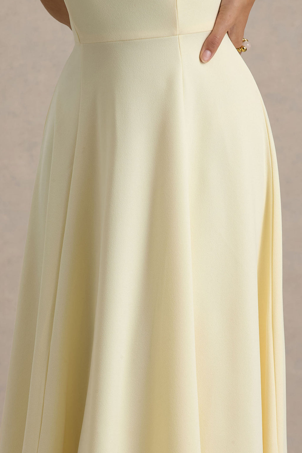 Auburn | Pale Lemon Halter-Neck Midi Dress