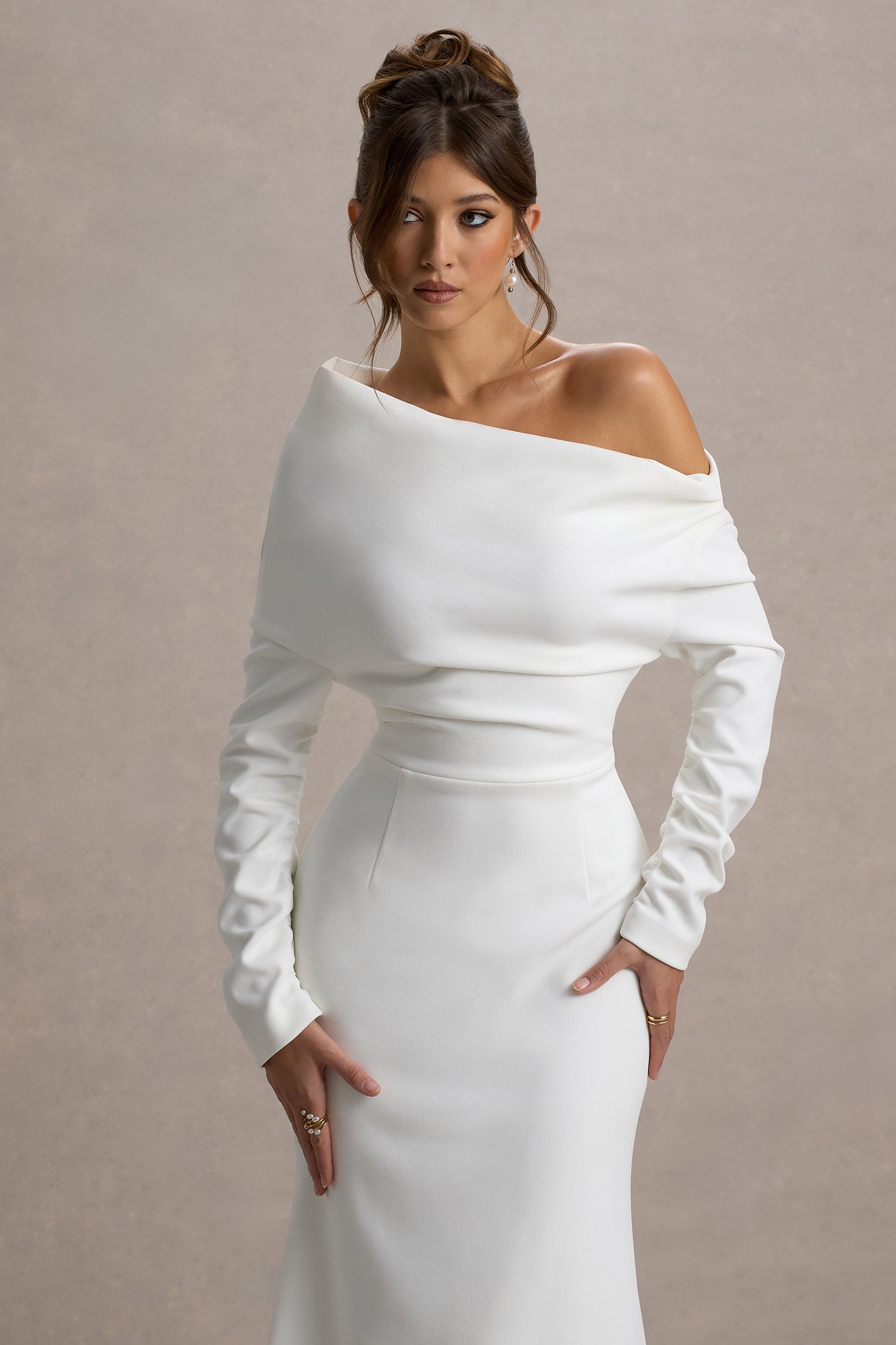 Lou | White One-Shoulder Asymmetric Maxi Dress