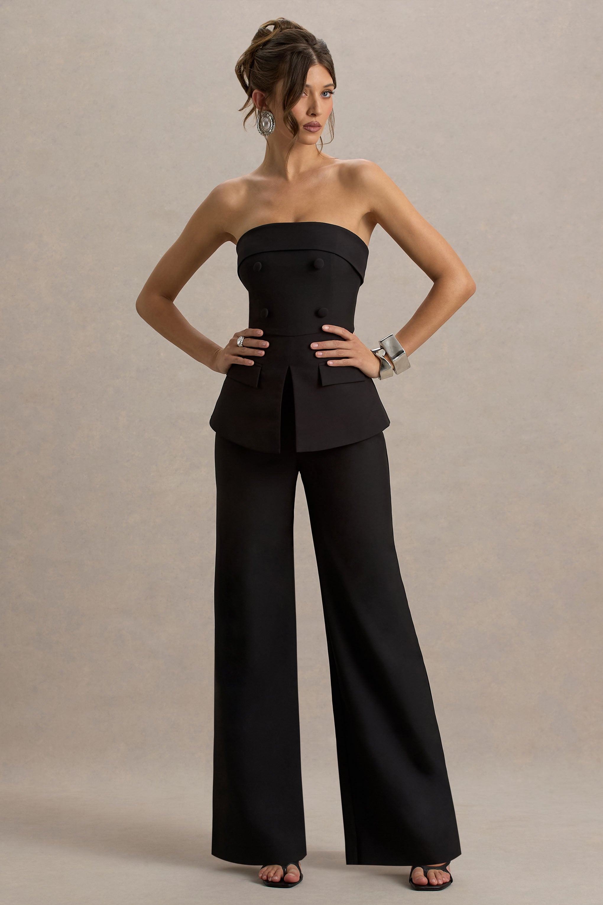Noemi | Black Bandeau Tailored Jumpsuit