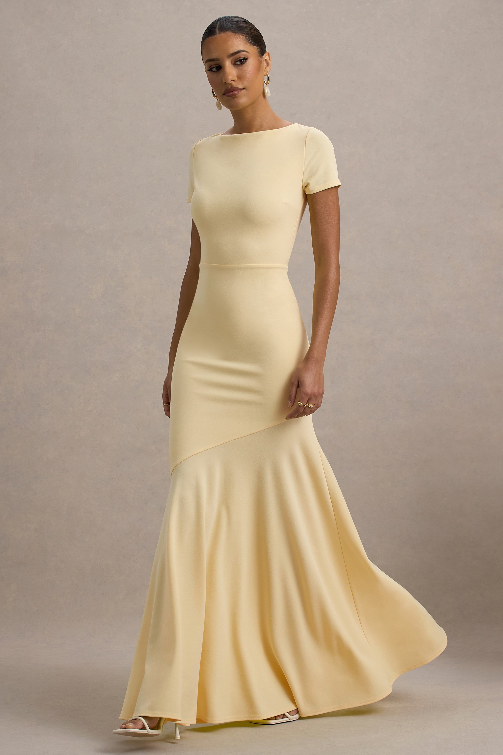 Rian | Pale Lemon Short-Sleeve Maxi Dress