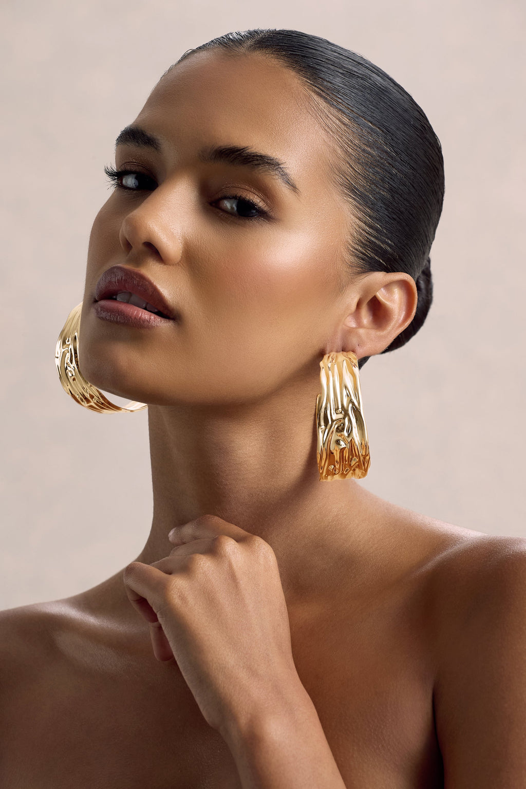 Thala | Gold Textured Hoop Earrings