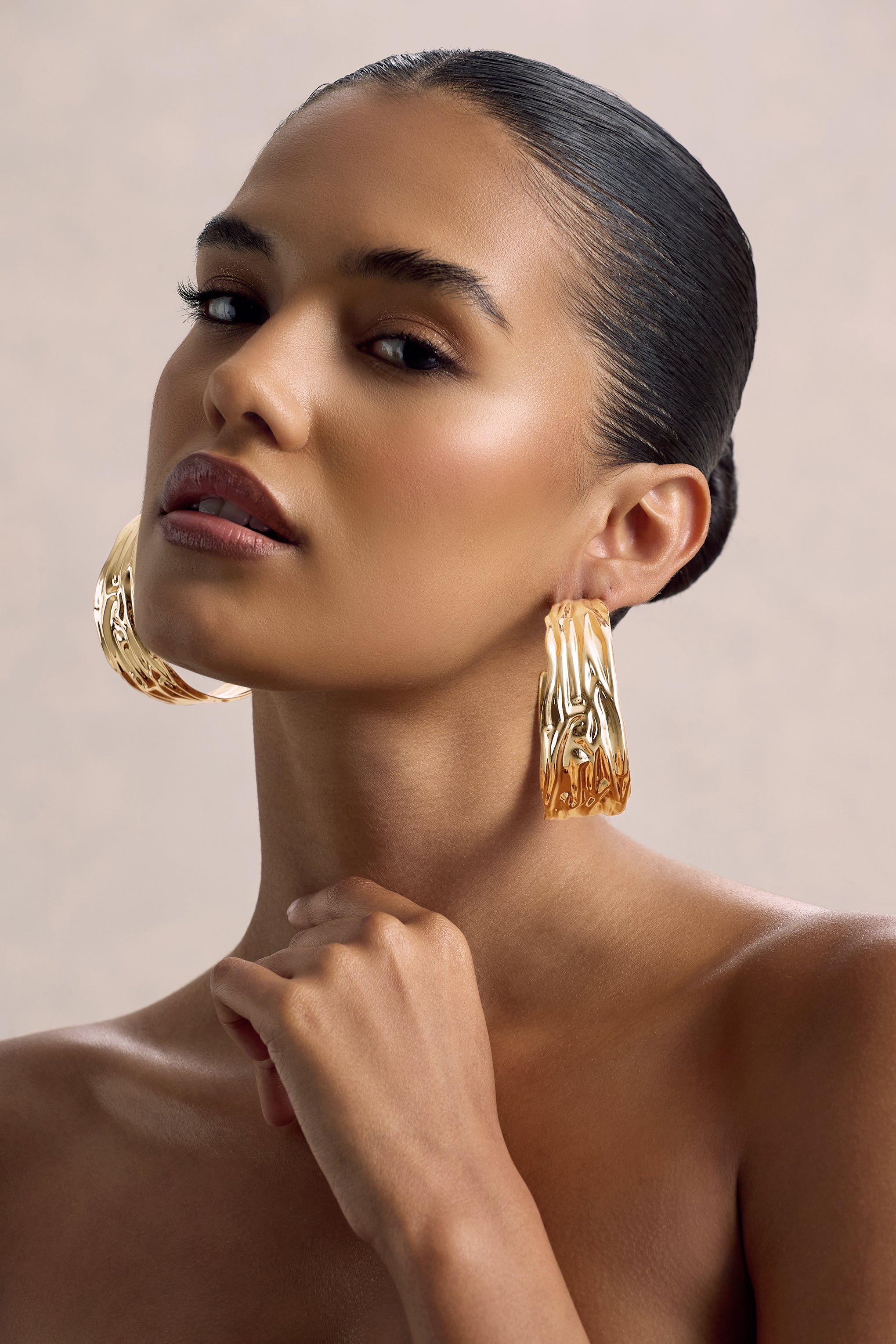 Thala | Gold Textured Hoop Earrings