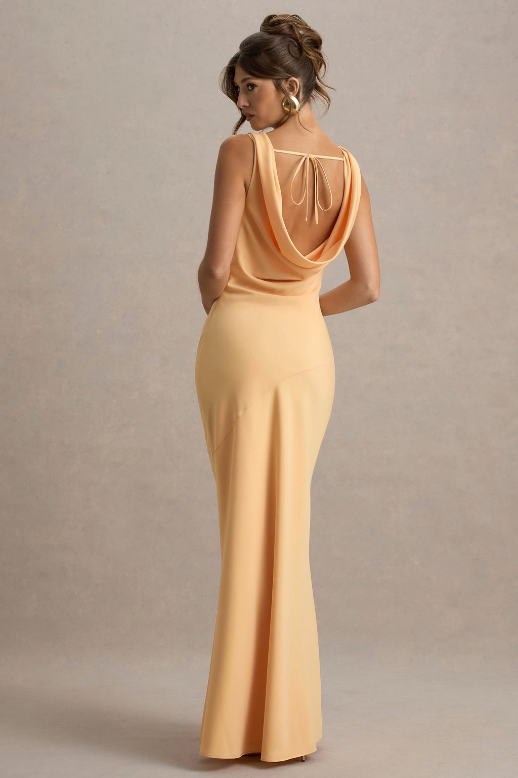 Alesso | Peach Satin Cowl-Neck Maxi Dress