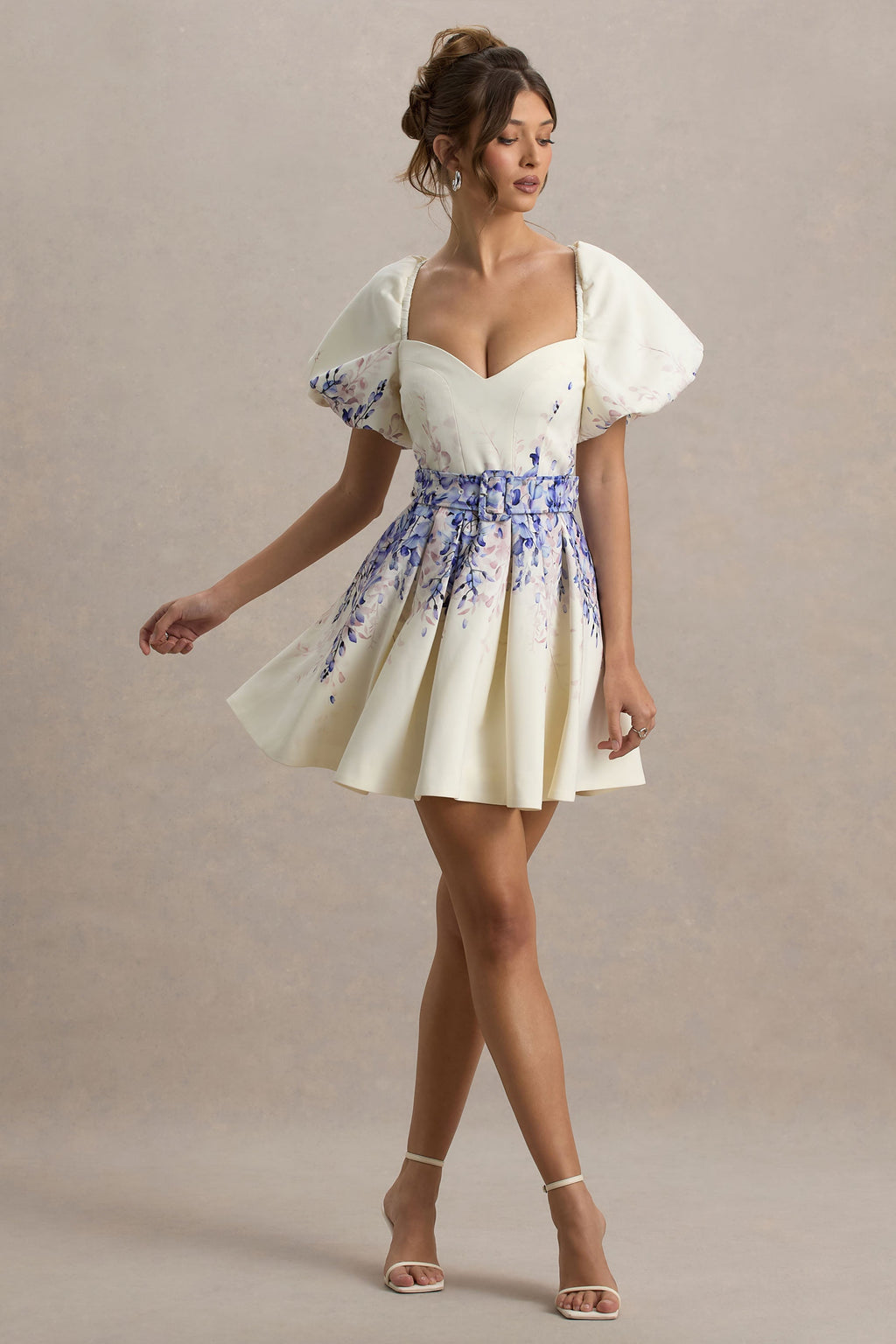 Tapia | Wisteria Print Linen Belted Mini Dress
