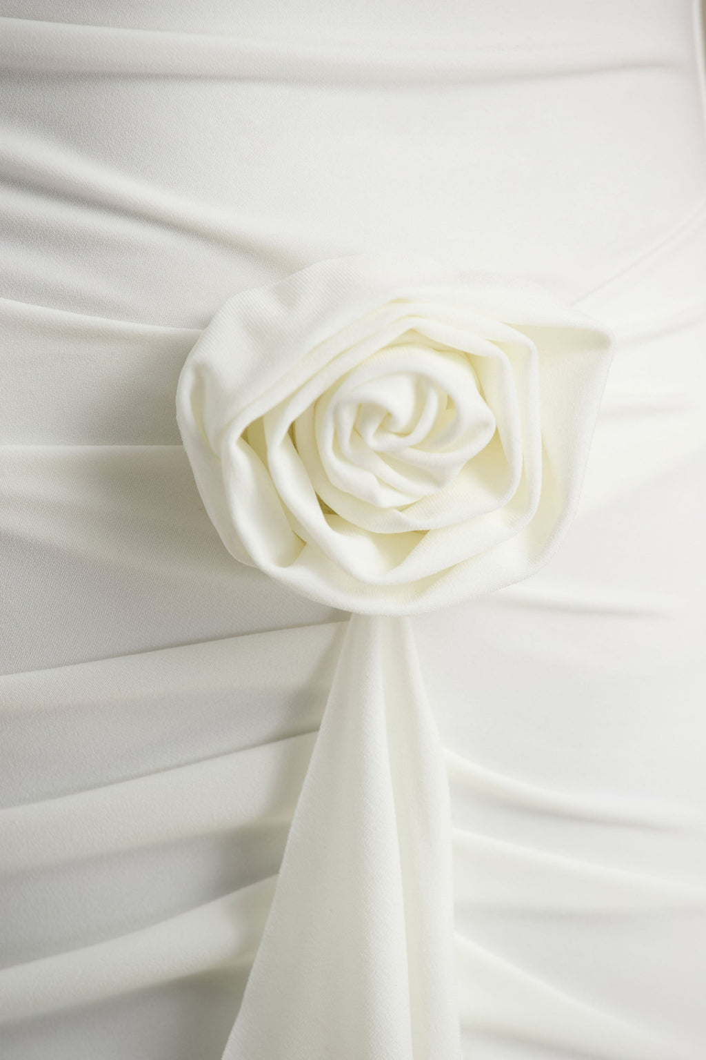 Lucena | White Cowl-Neck Maxi Dress With Corsage Detail And Front High Split