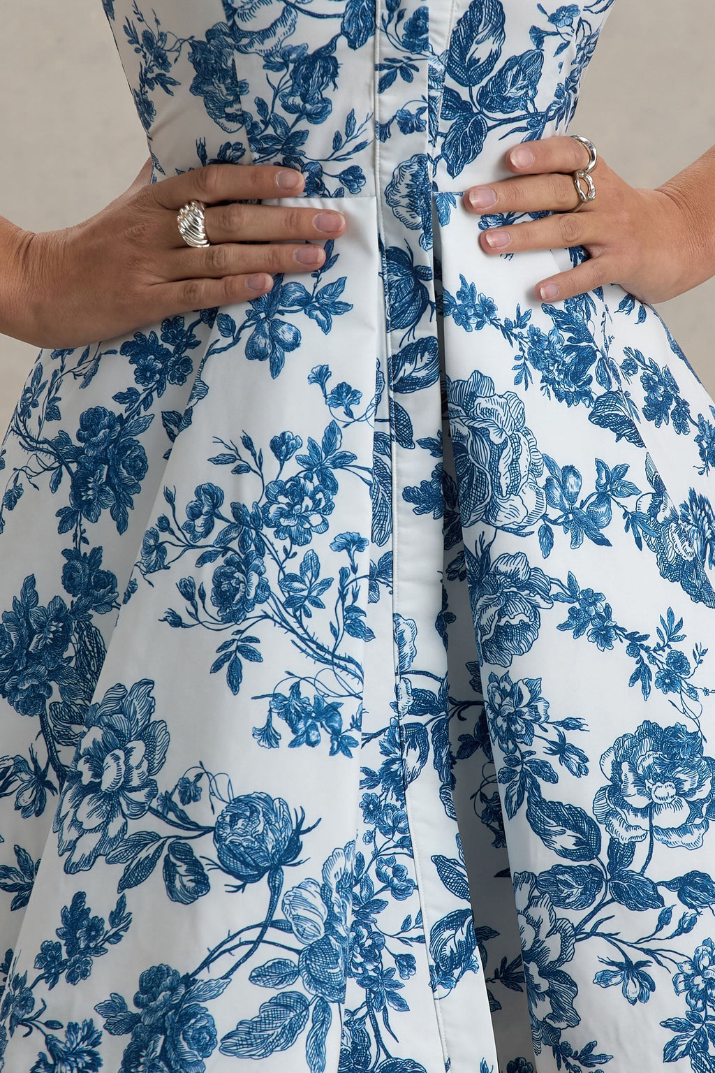 Paulie | Blue Porcelain Print Poplin Skater Mini Dress