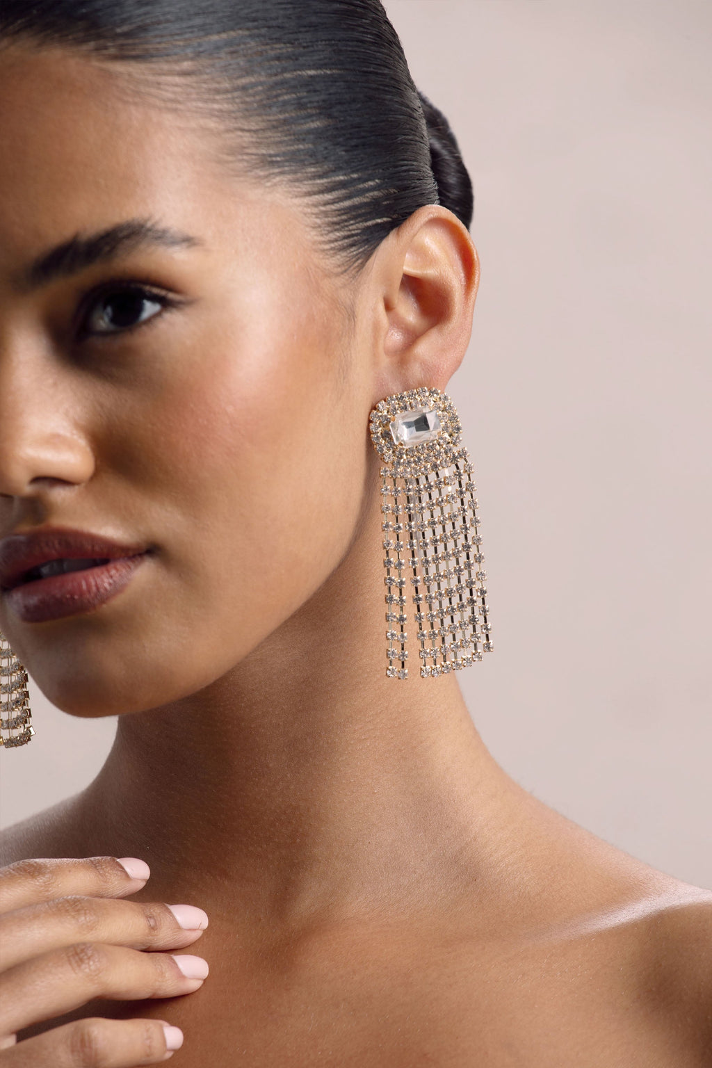 Flash | Gold Diamante Tassel Earrings