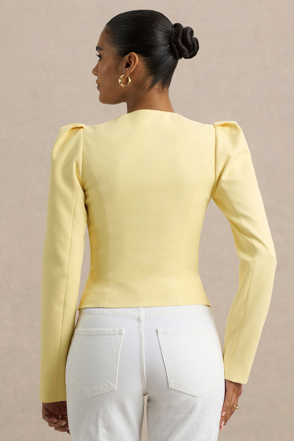 Olympia | Lemon Sweetheart-Neck Tailored Top