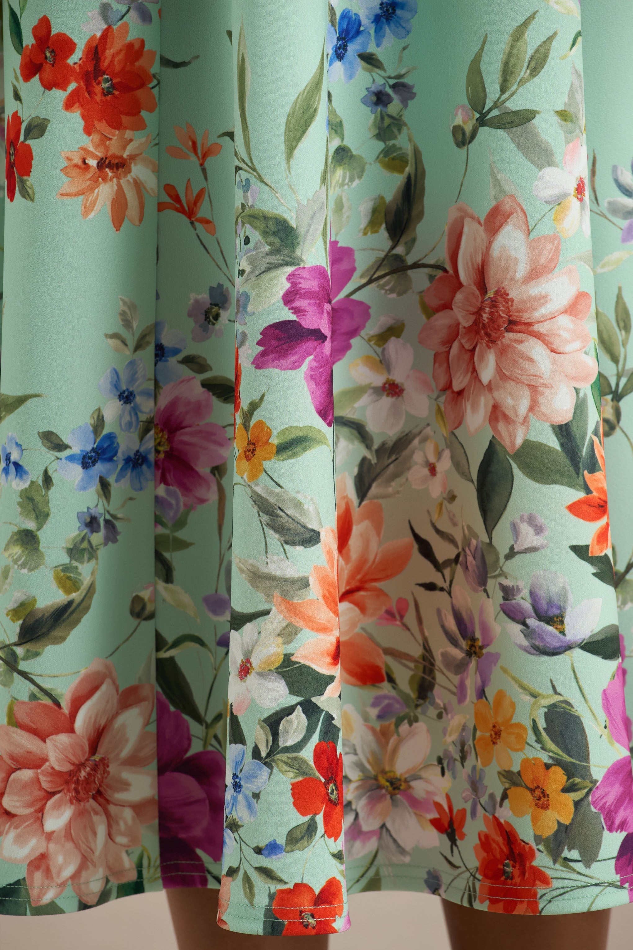 Auburn | Mint Placement Floral Halter-Neck Midi Dress