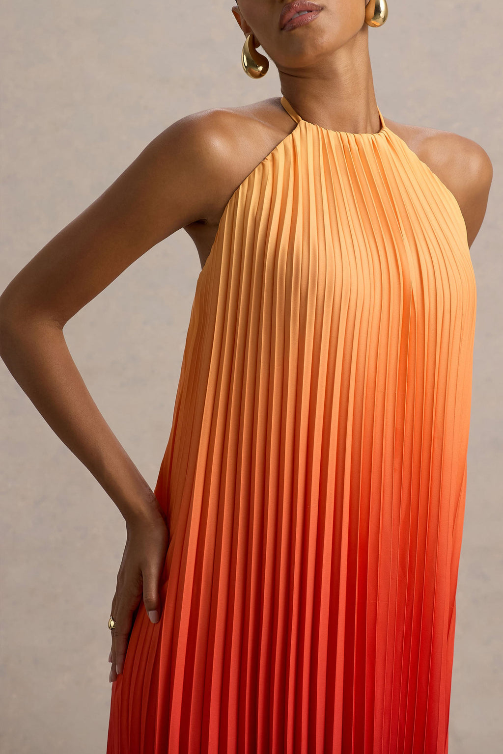 Anacapri | Orange Ombre Halter-Neck Backless Maxi Dress