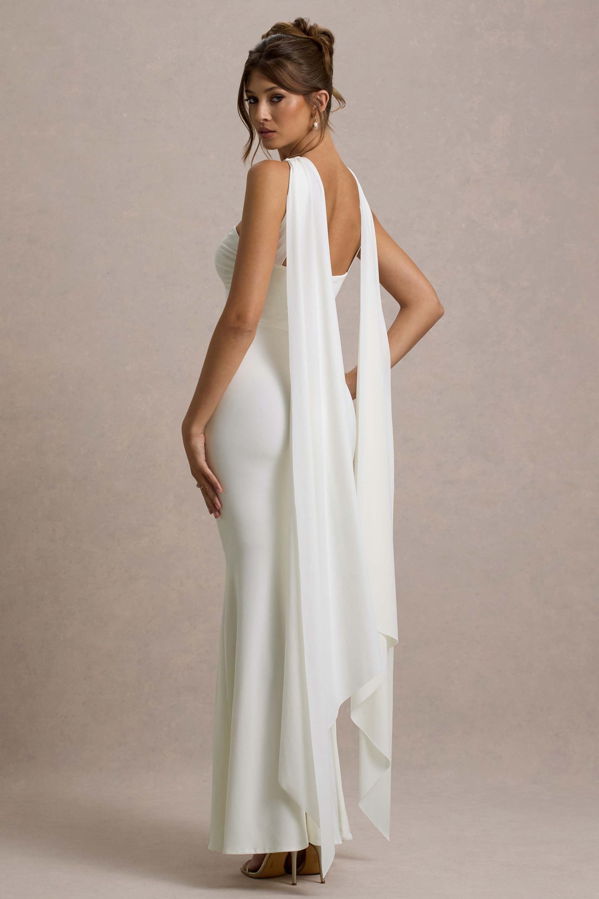 Rosabel | Cream Sweetheart Maxi Dress With Sash