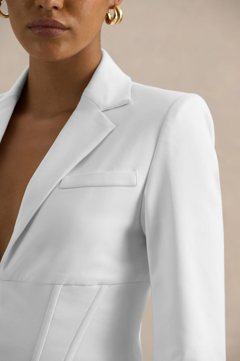 Unbeaten | White Fitted Corset Blazer Jacket