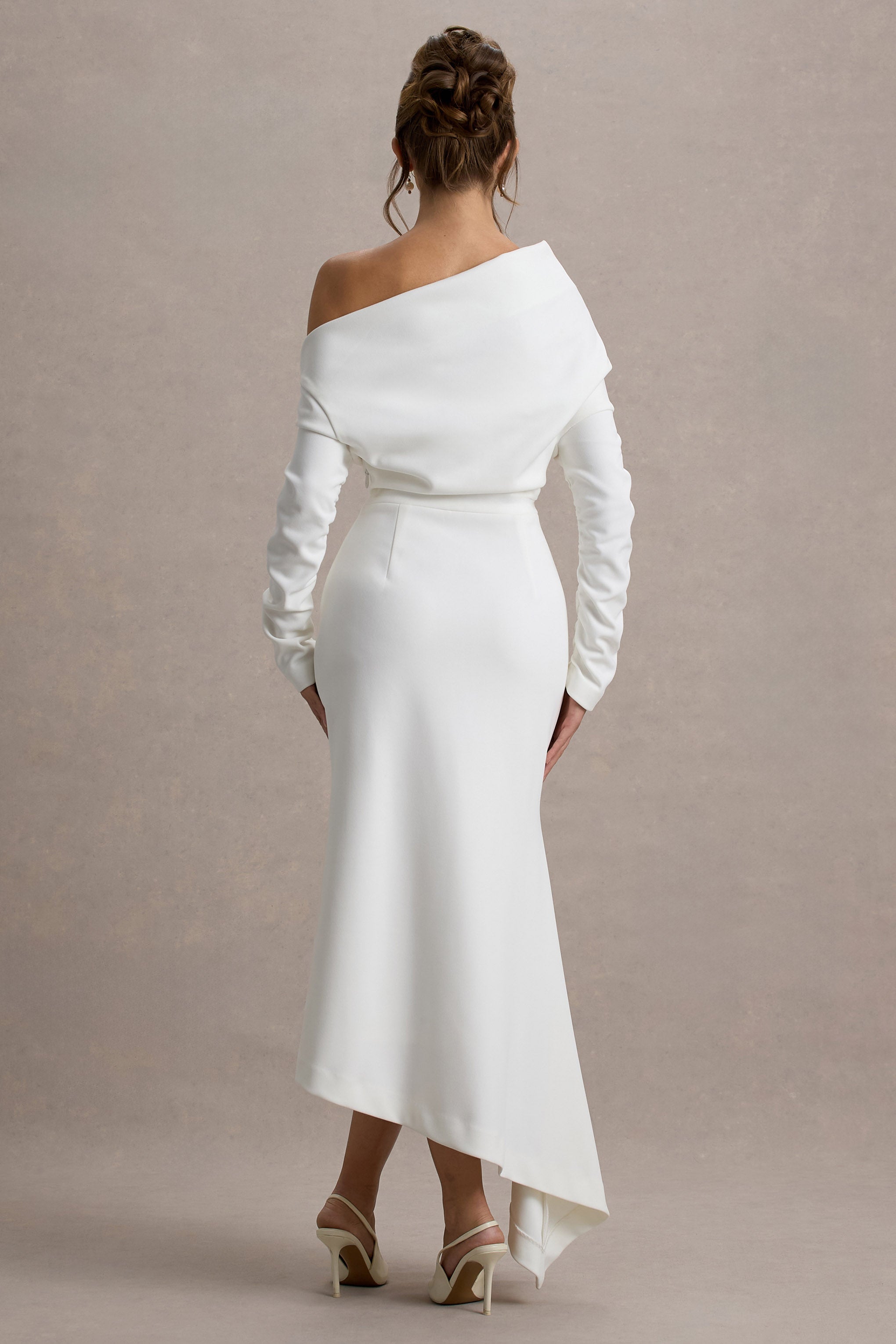 Lou | White One-Shoulder Asymmetric Maxi Dress