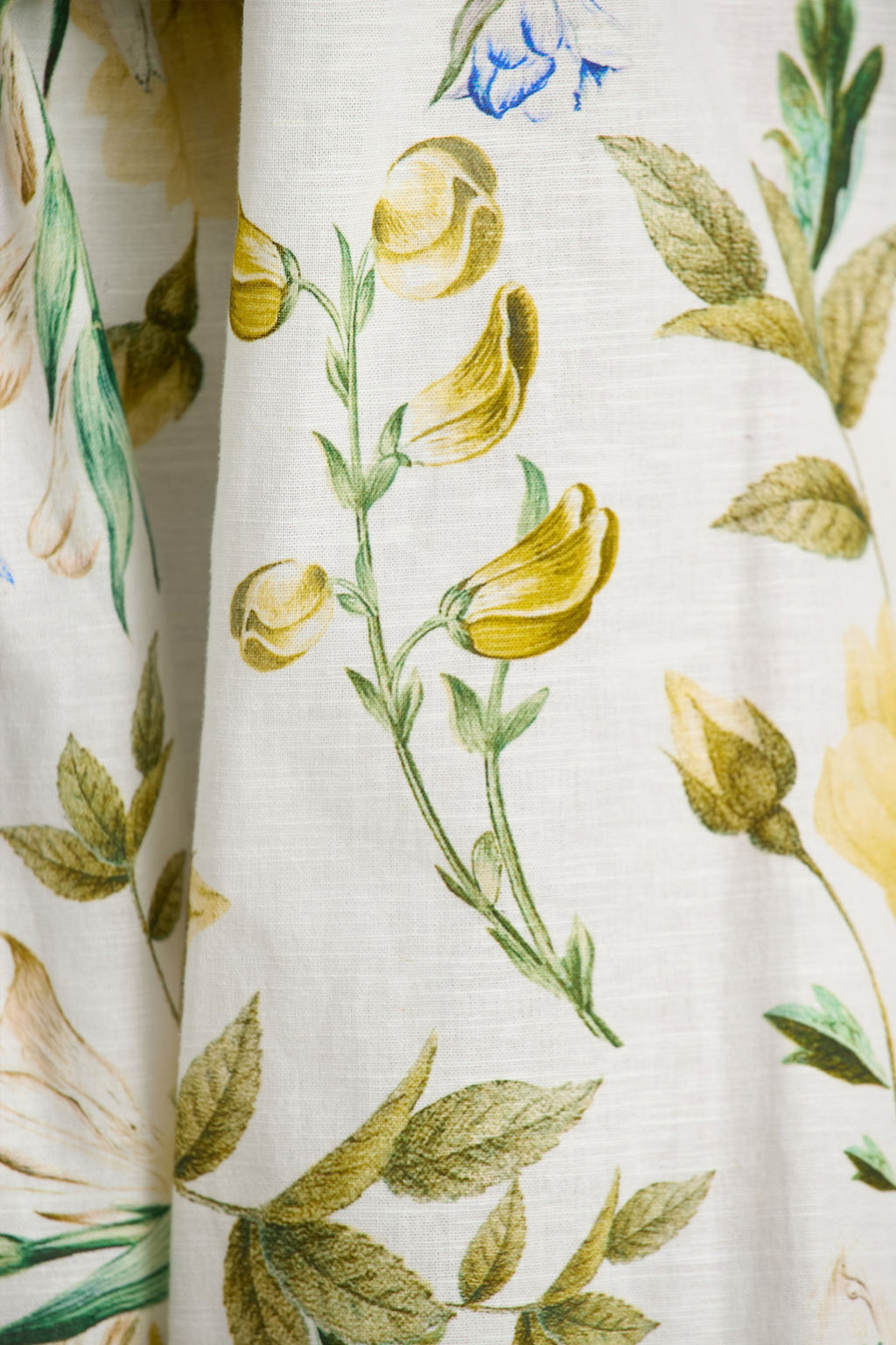 Waterfall | White Botanical Print Linen Asymmetric Long-Sleeve Playsuit