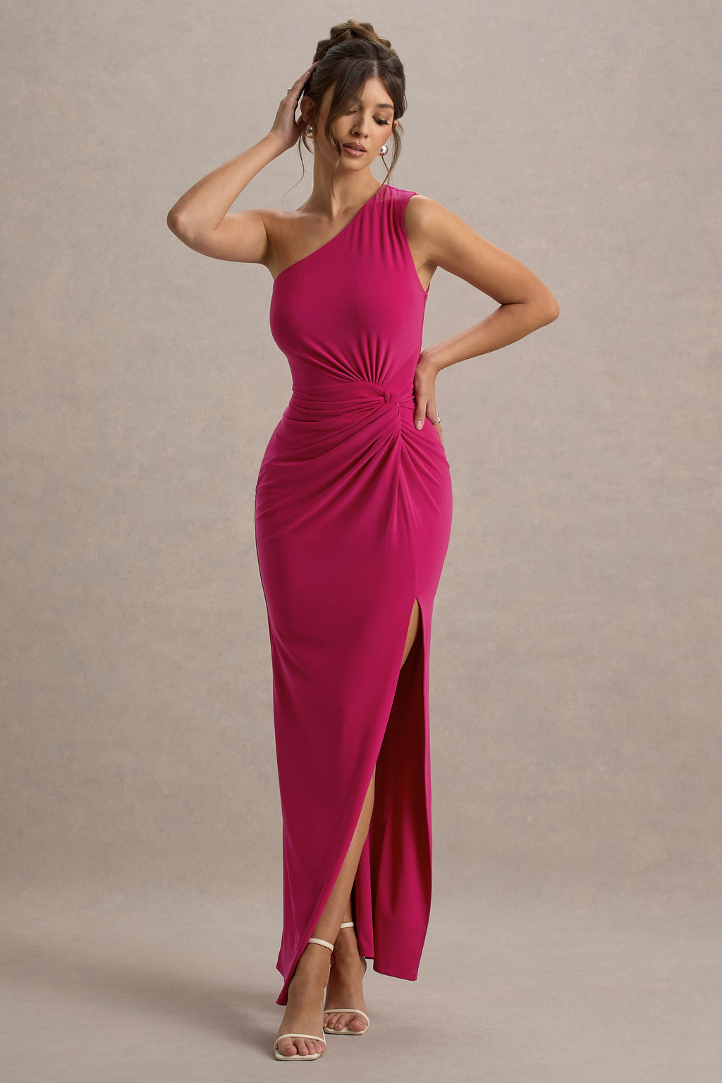 Galene | Hot Pink Asymmetric Wrap Maxi Dress