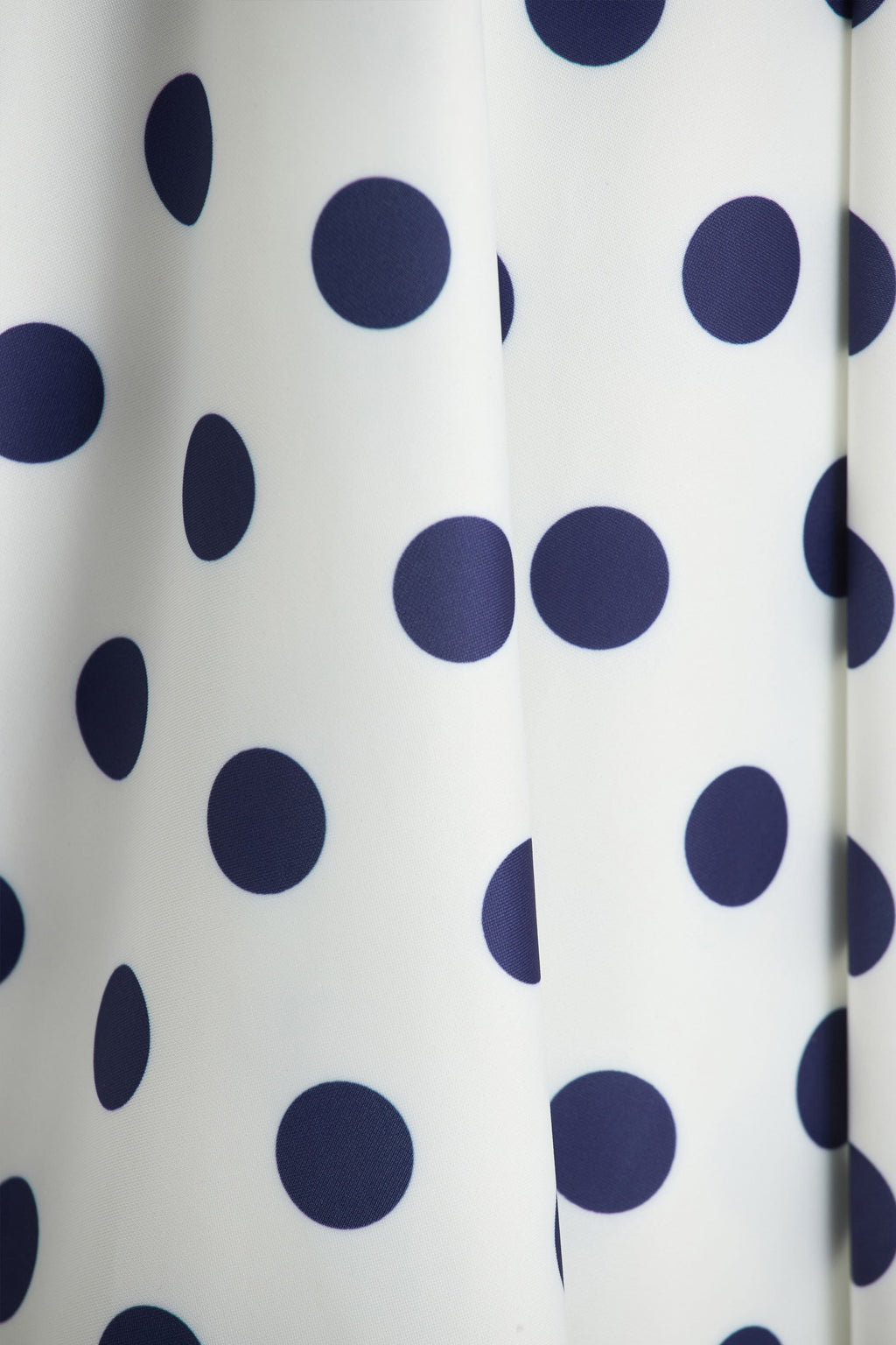 Berta | White And Navy Polka-Dot Square-Neck Midi Dress