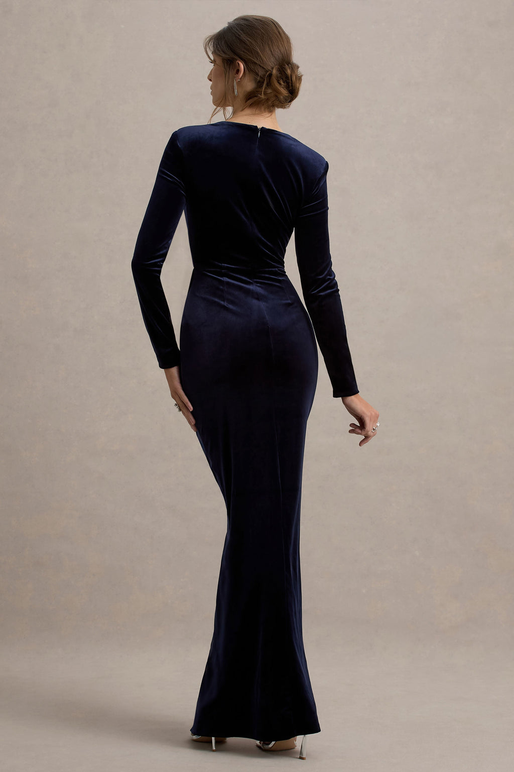 Fay | Navy Velvet Corset Style Knot Maxi Dress