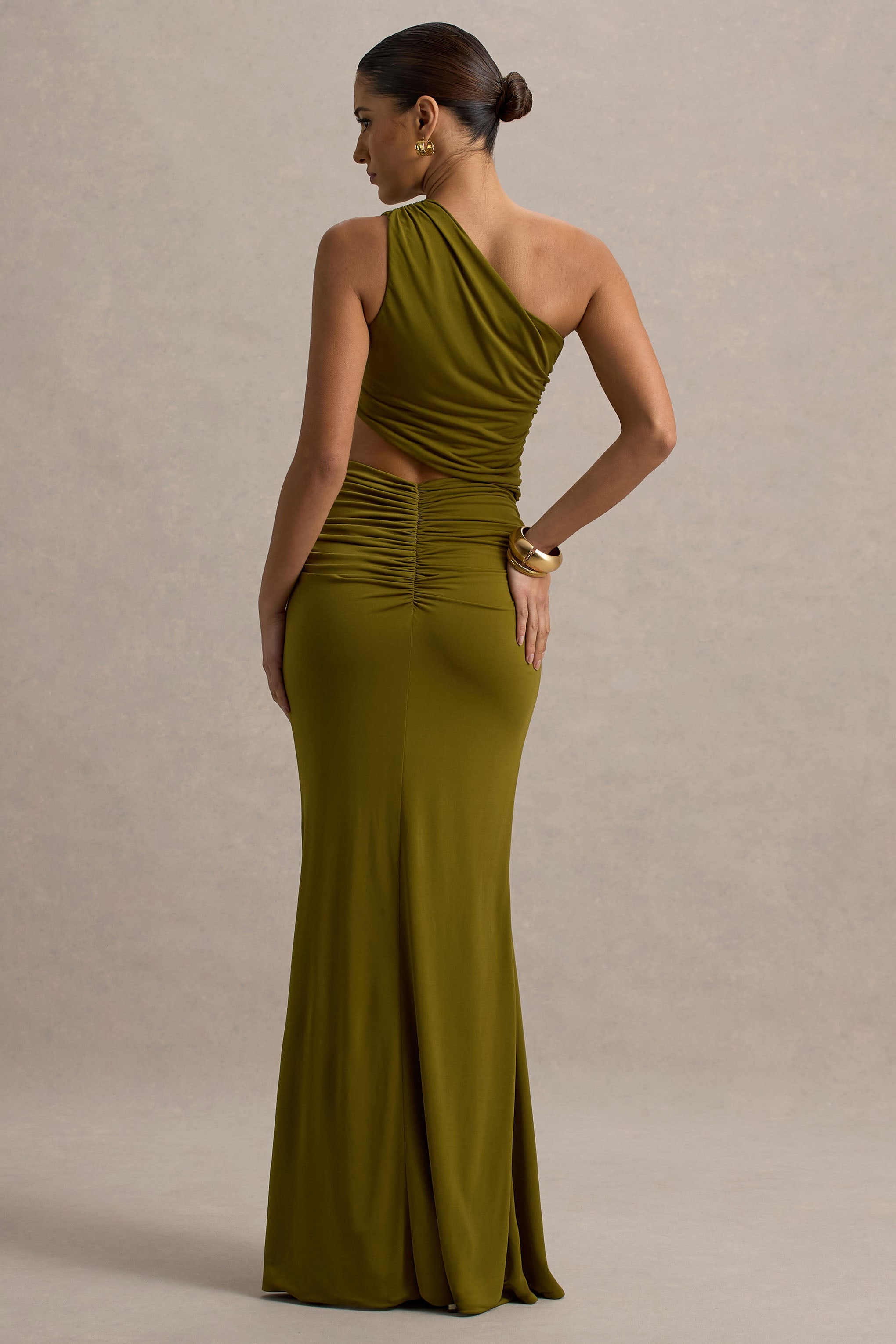 Sena | Green Asymmetric Maxi Dress With Cut Out Details