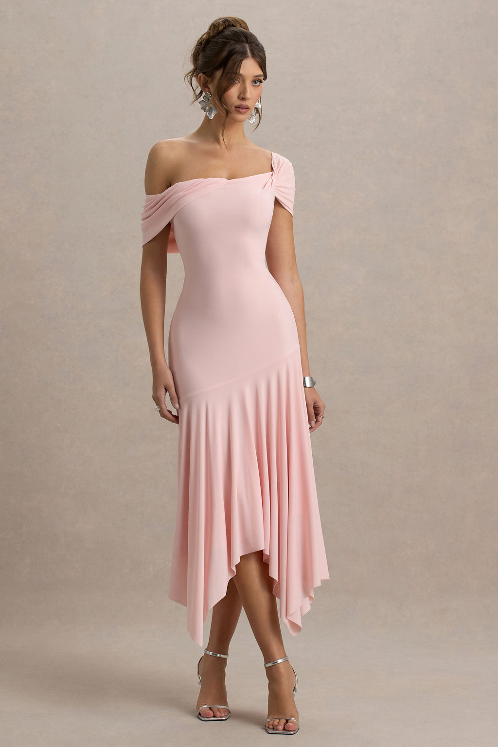 Castor | Pink Asymmetric Midi Dress