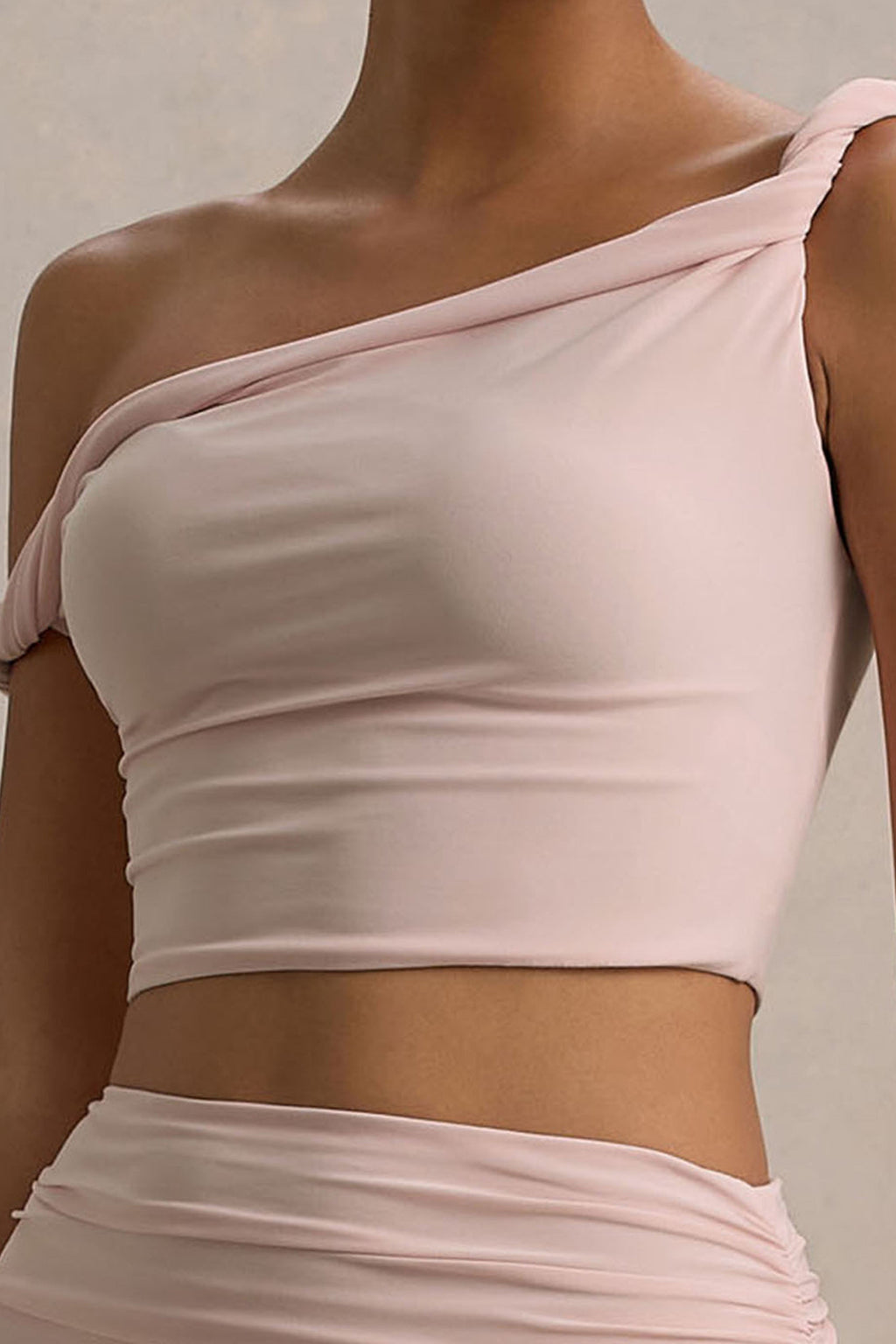 Ariel | Light Pink Twisted Asymmetric Crop Top