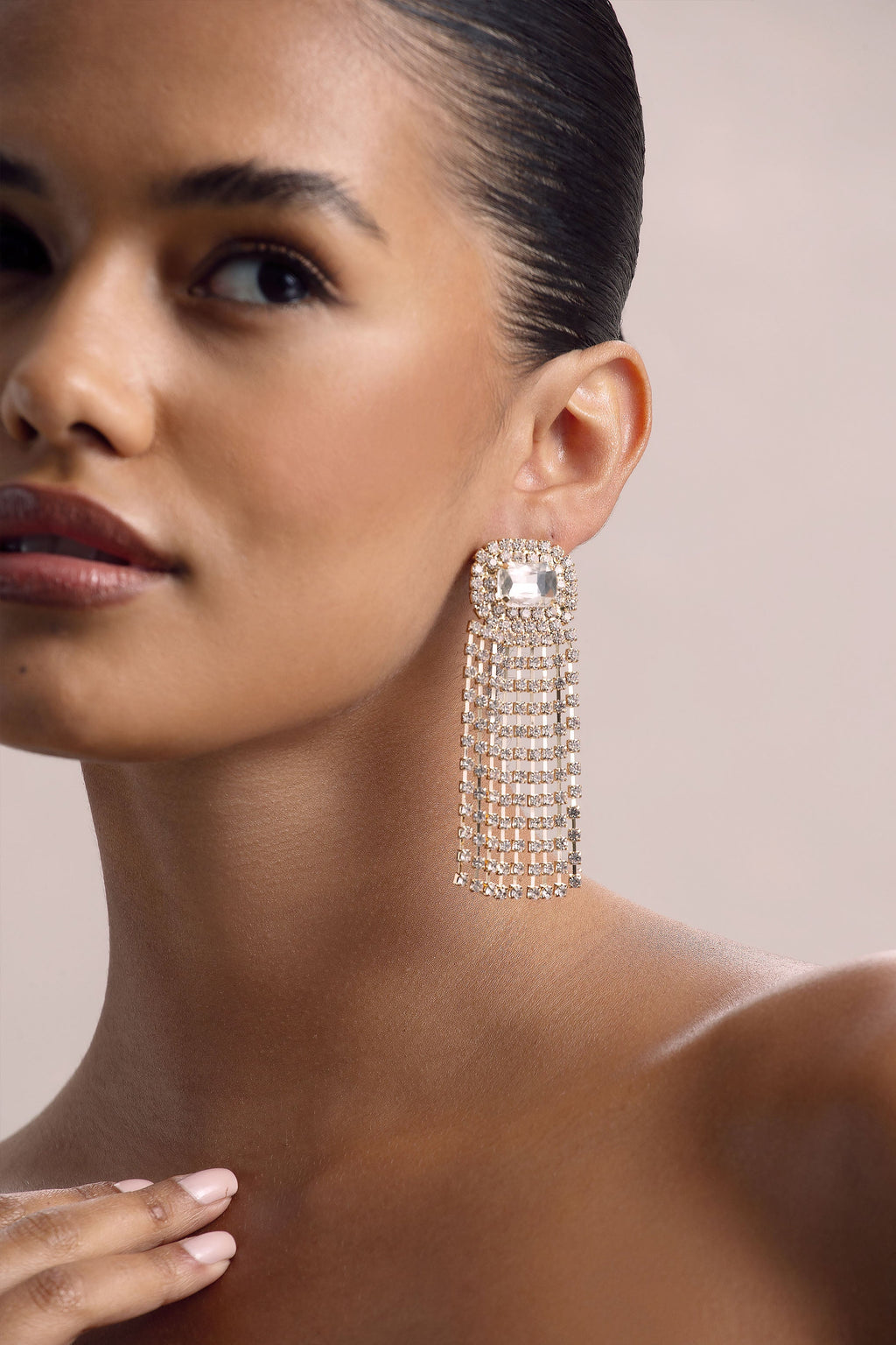 Flash | Gold Diamante Tassel Earrings