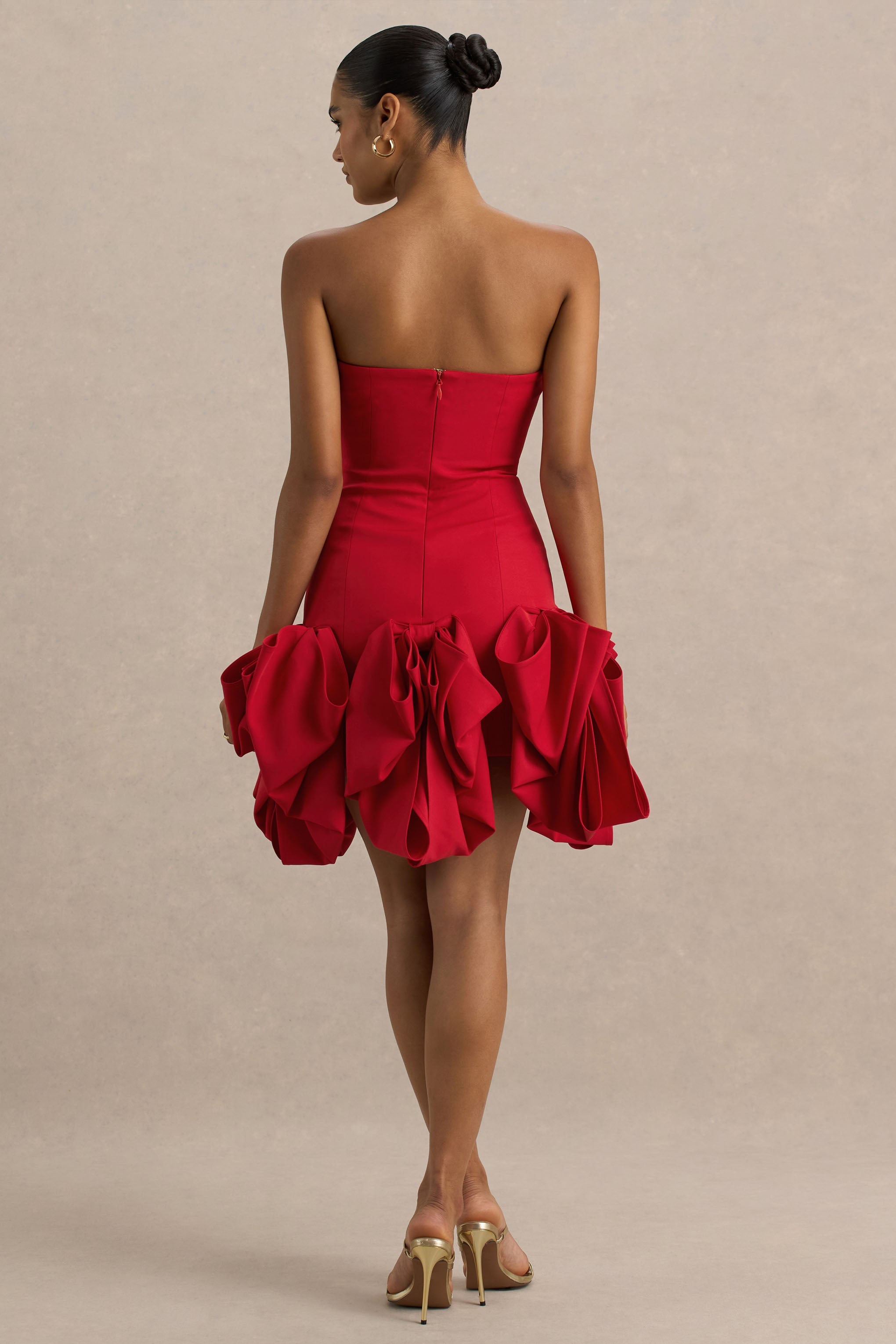 Erica | Red Ruffle Puffball Mini Dress